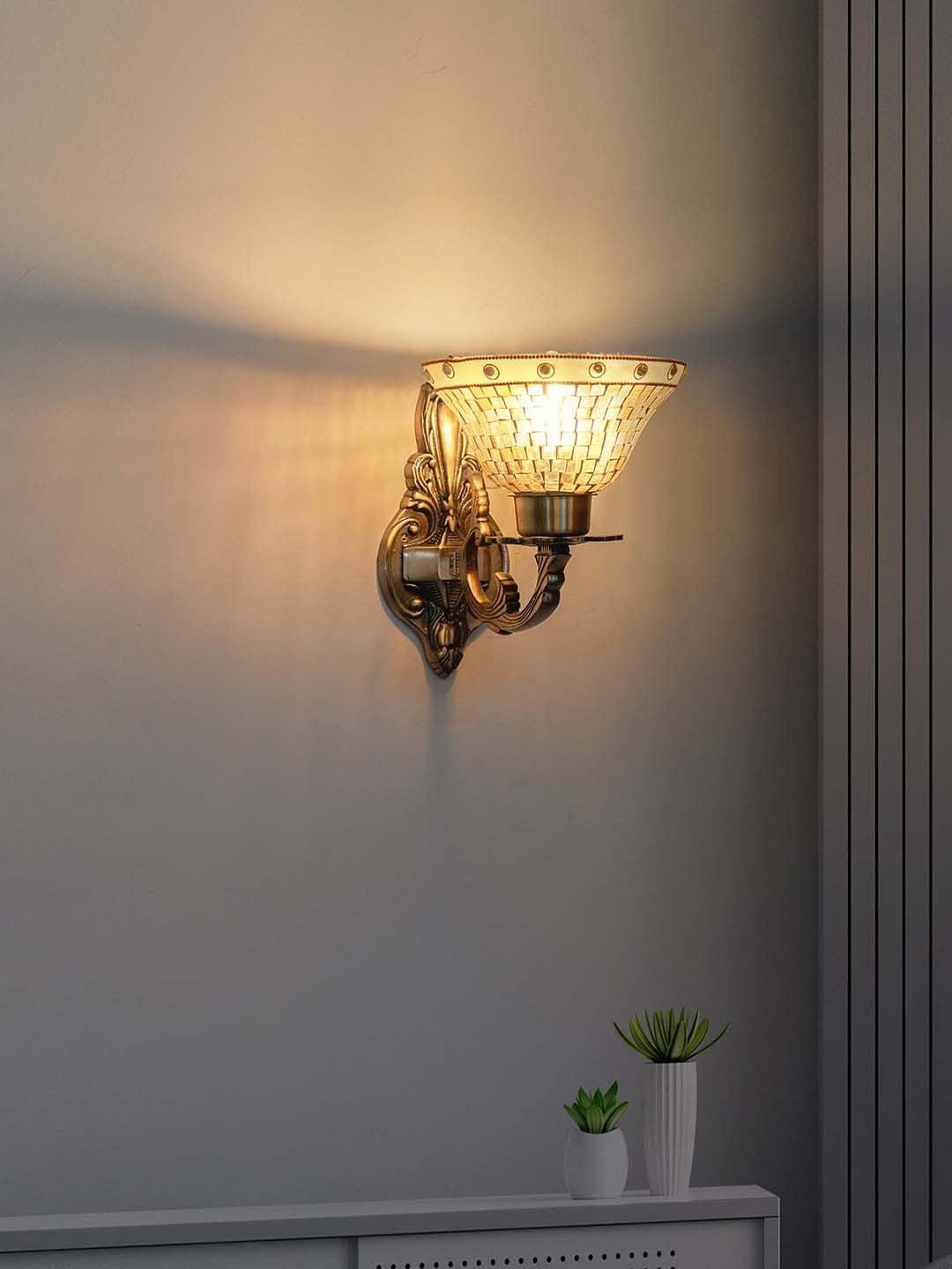 

Fos Lighting Yellow & Bronze-Toned Textured Aluminium Wall Lamp