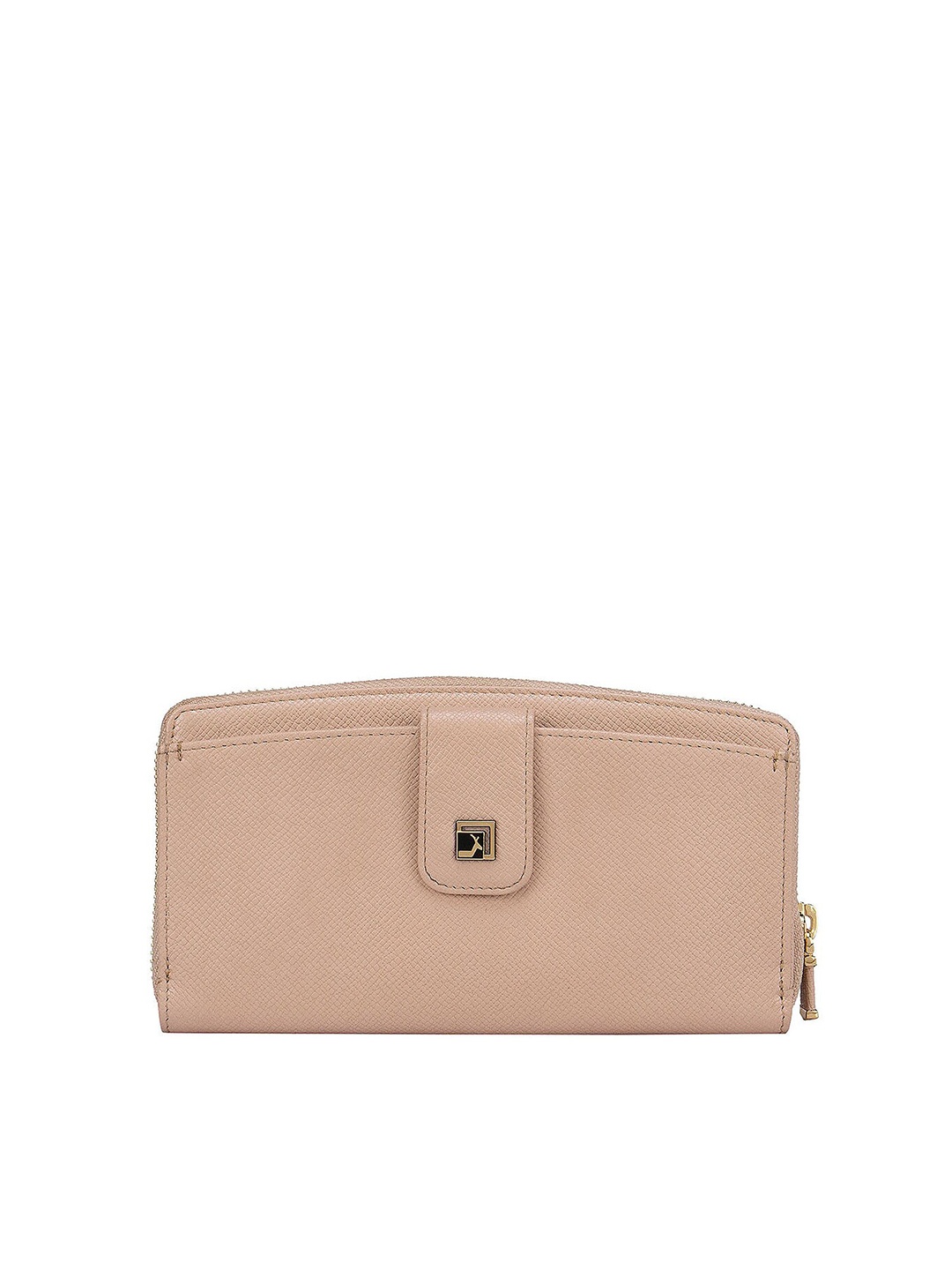 

Da Milano Women Beige Zip Detail Leather Zip Around Wallet