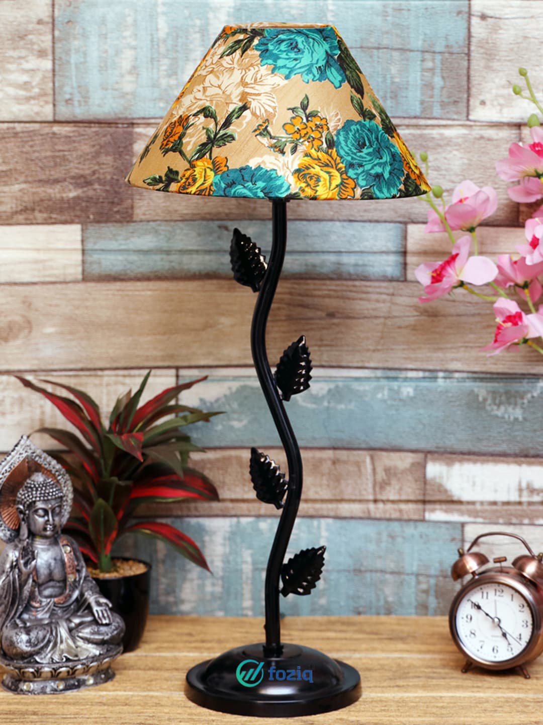 

foziq Black & Green Printed Table Lamps