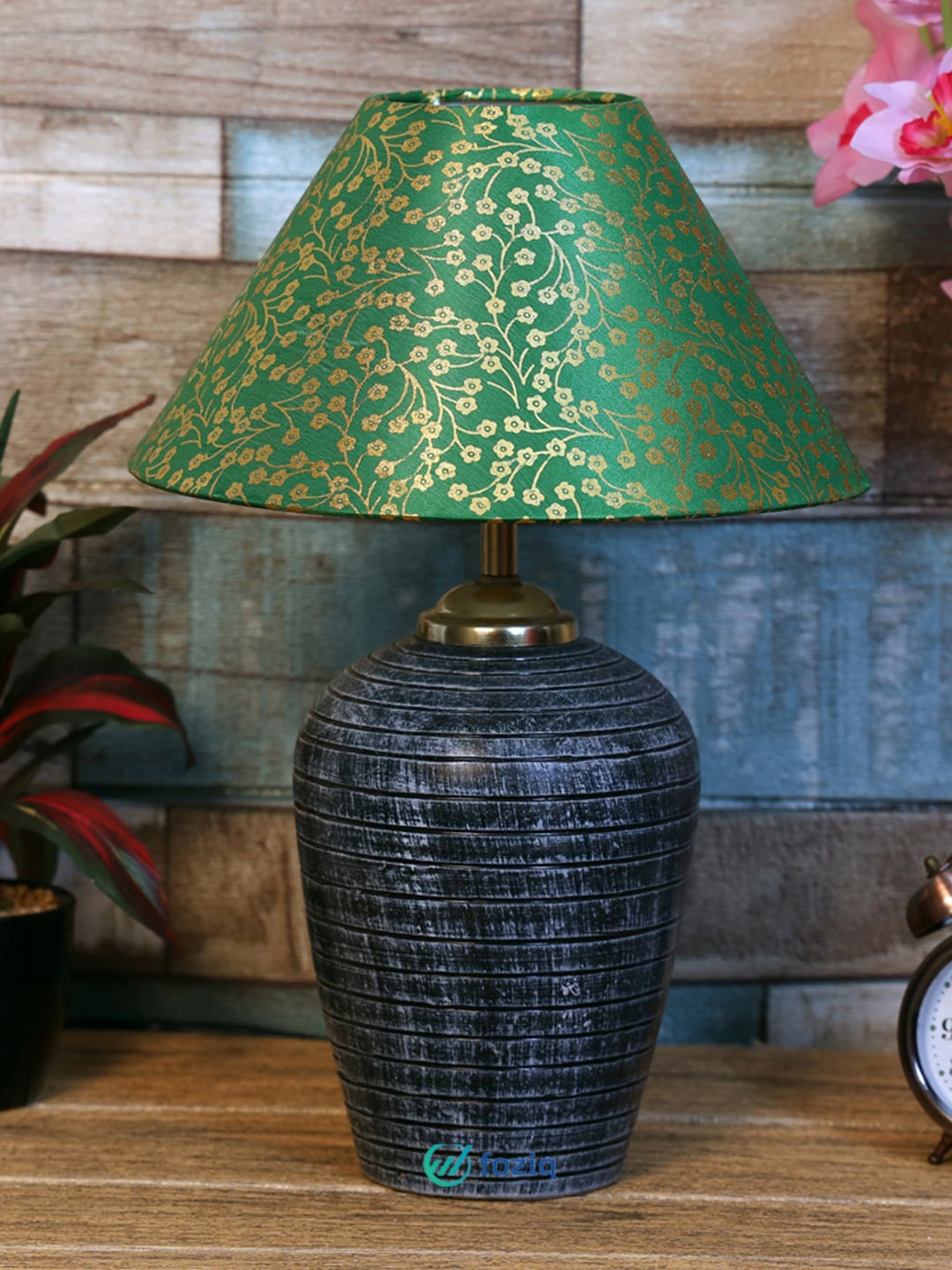 

foziq Grey & Green Printed Table Lamps