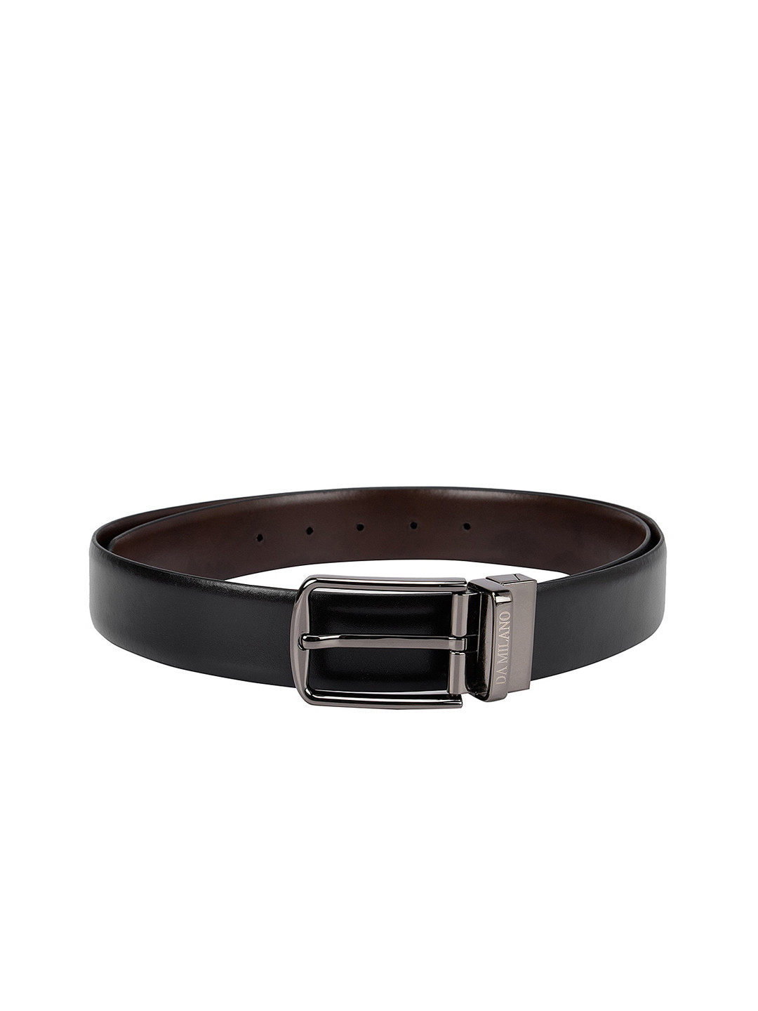 

Da Milano Men Black Textured Leather Belt