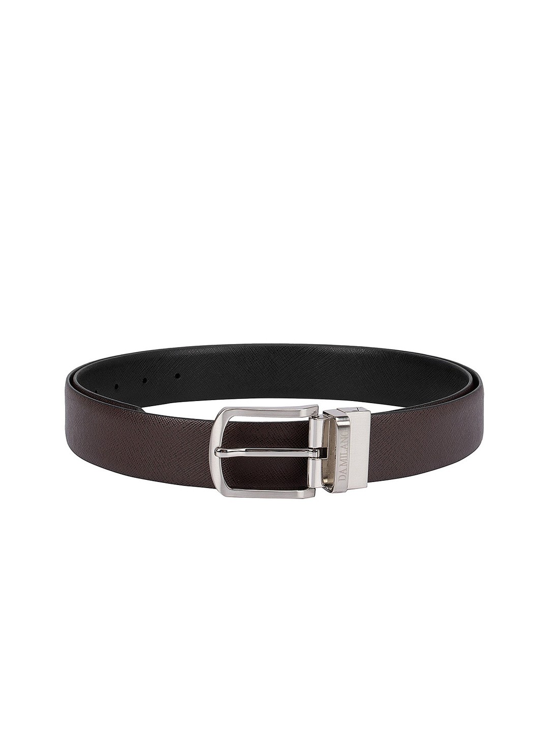 

Da Milano Men Brown Textured Leather Reversible Belt