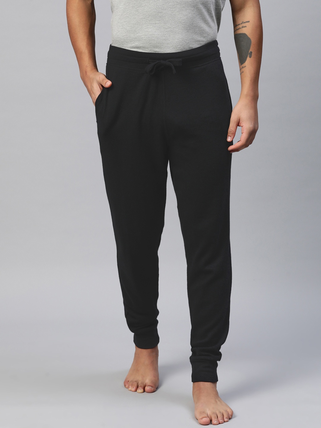 

Marks & Spencer Men Waffle Knit Lounge Joggers, Black