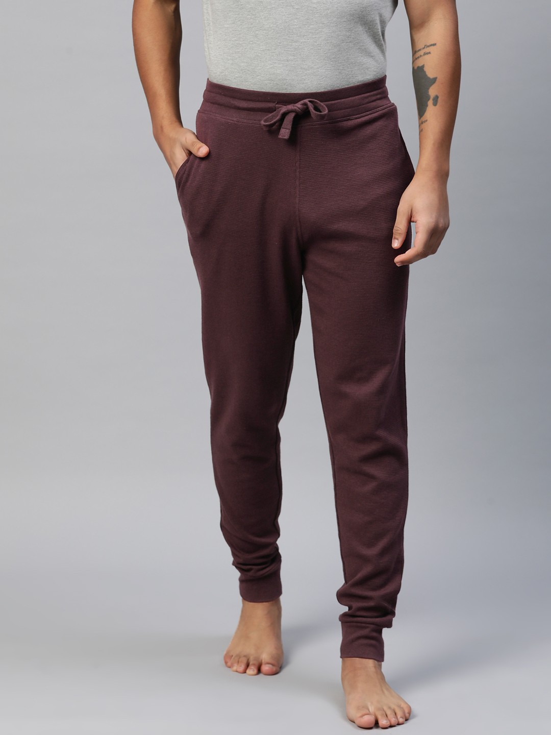 

Marks & Spencer Men Waffle Knit Lounge Joggers, Burgundy