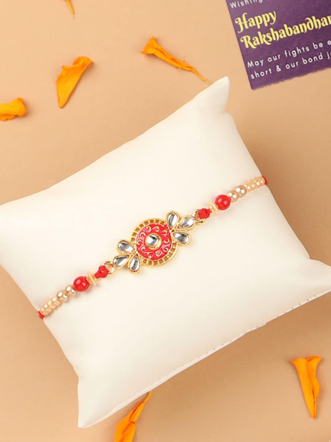 

Accessher Gift Set of 3 Enamel Rakhi with Mug & Greeting Card, Multi