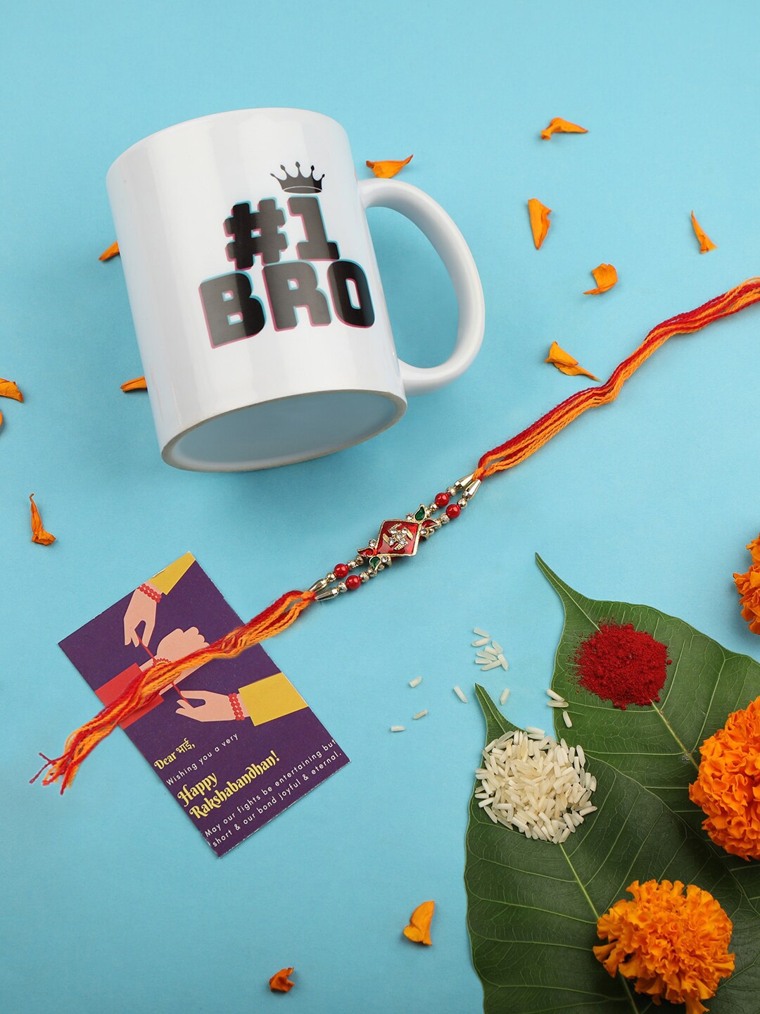 

AccessHe Swasthik Rakhi with Mug & Greeting Card, Multi