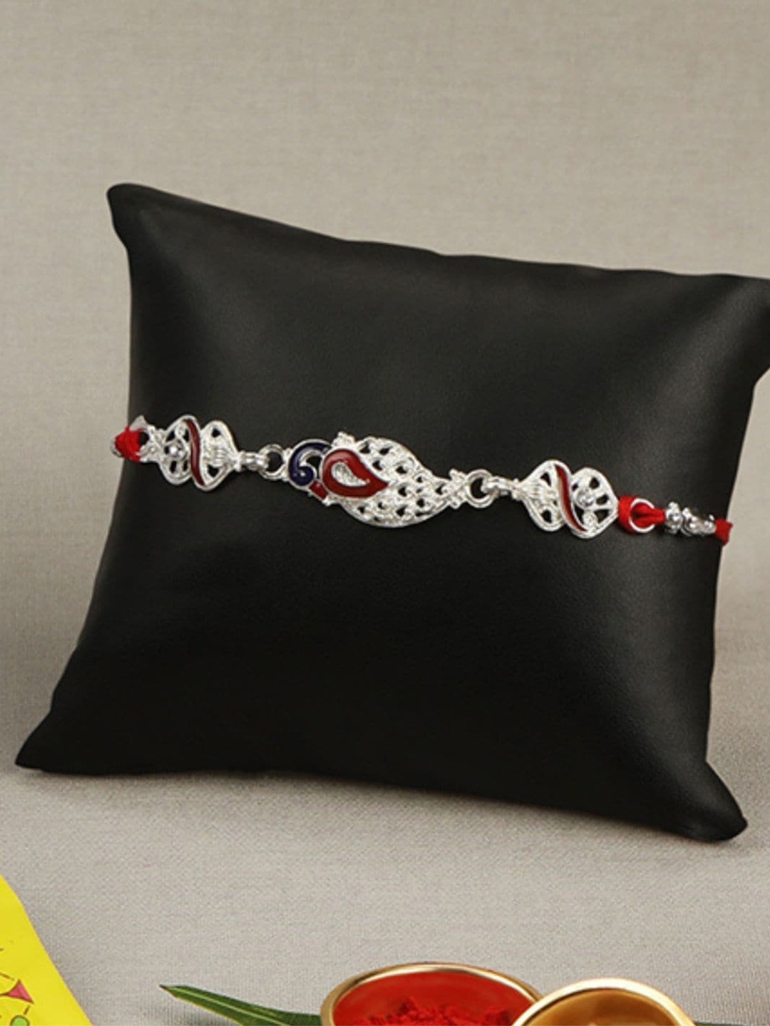 

AccessHer Silver-Toned Rakhi Gift Set