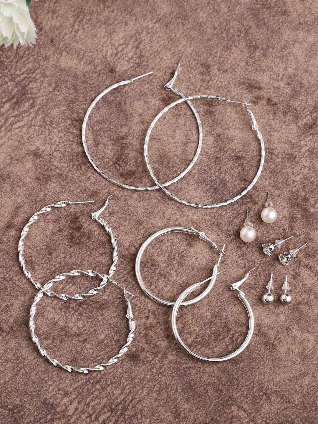 

VENI Silver-Toned Circular Hoop Earrings