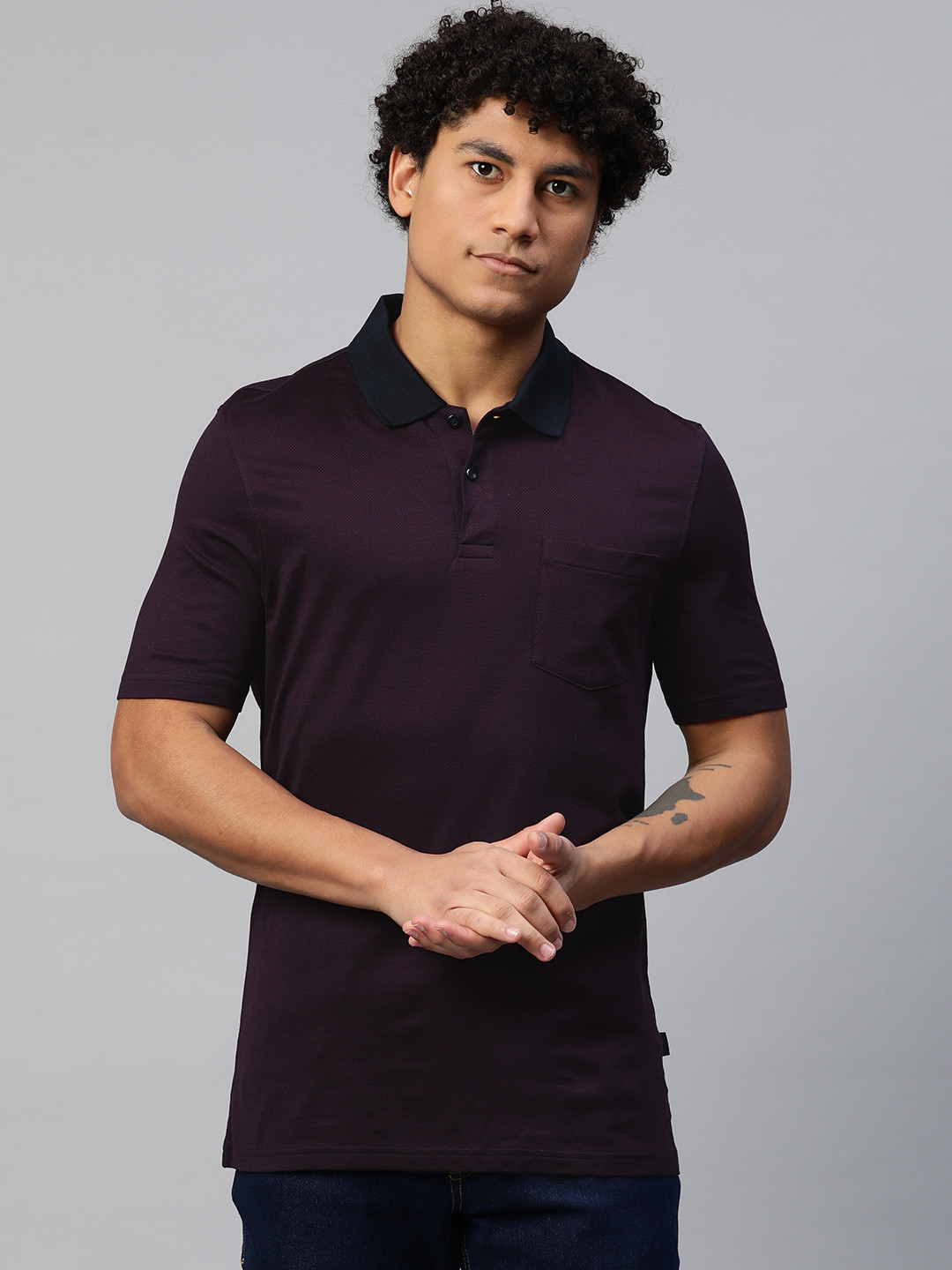 

Marks & Spencer Men Polo Collar Pure Cotton T-shirt, Burgundy