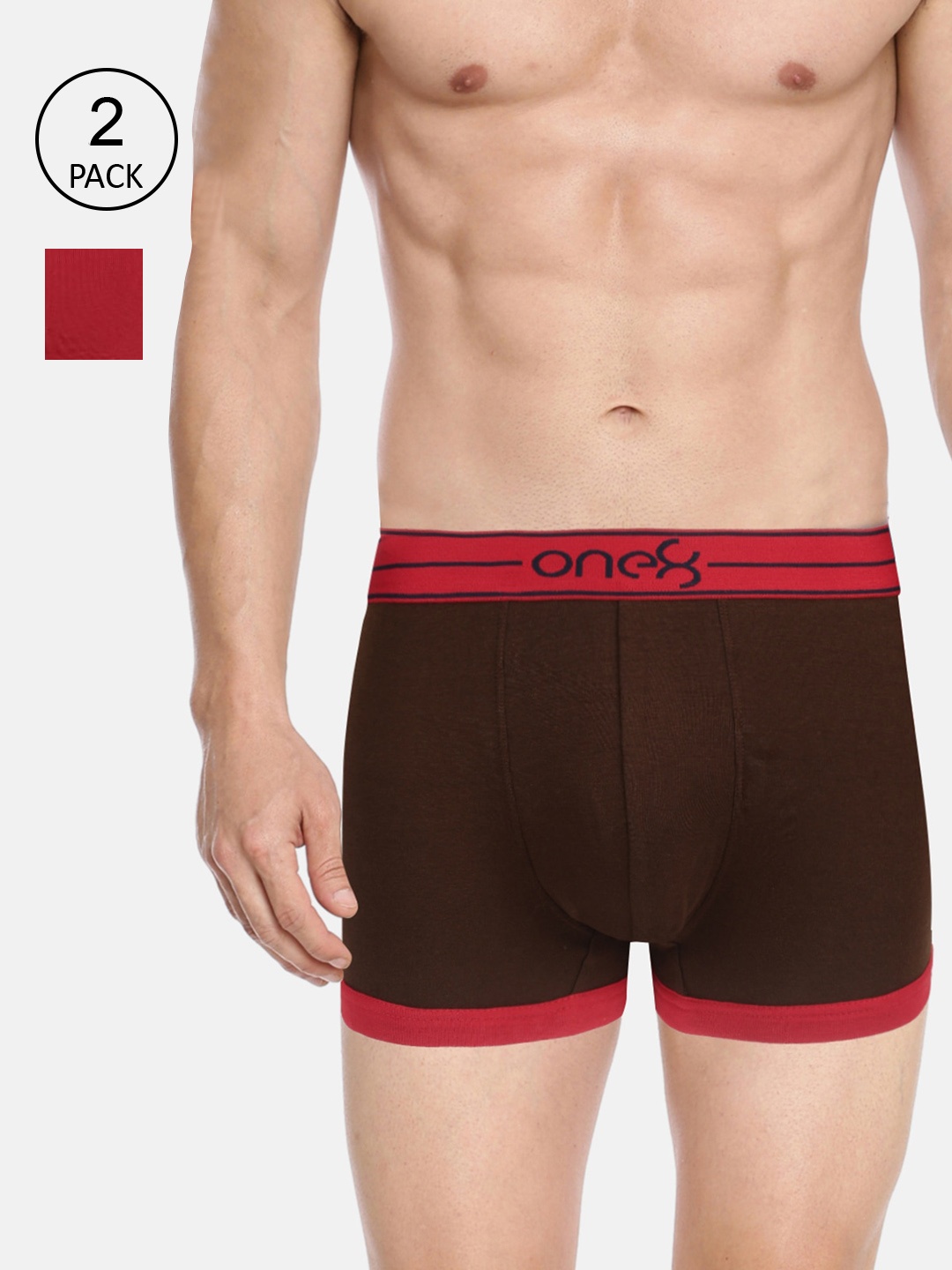 

one8 by Virat Kohli Men Pack Of 2 Brown Solid Trunks