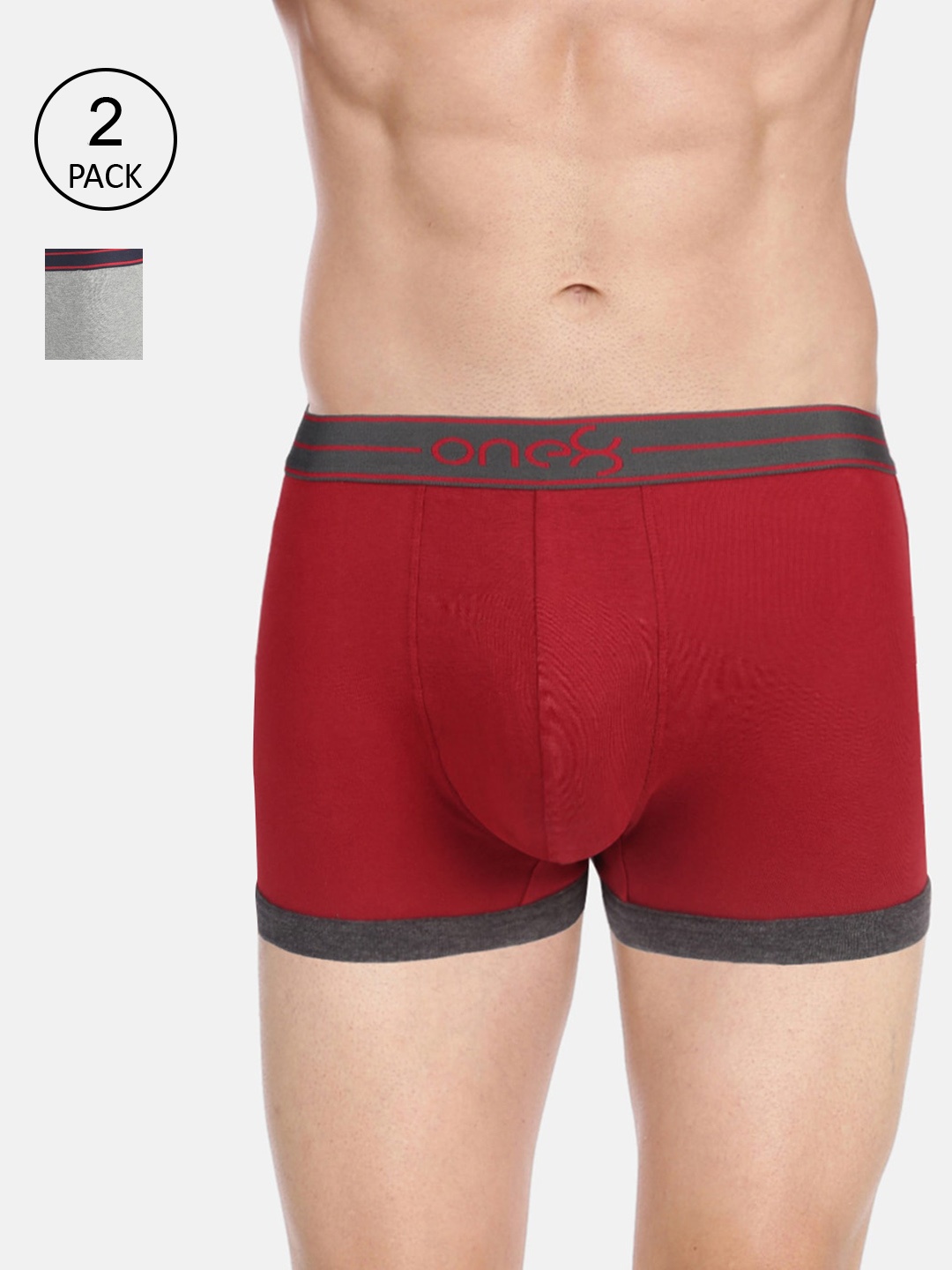 

one8 by Virat Kohli Men Pack Of 2 Solid Pure Combed Cotton Trunks 115-PO2, Maroon