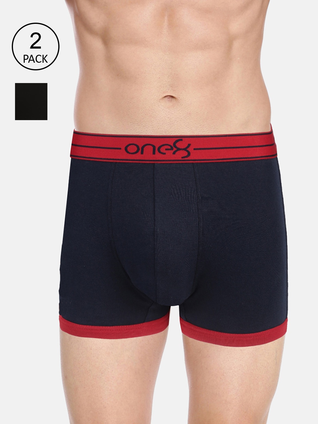 

one8 by Virat Kohli Men Pack Of 2 Solid Pure Cotton Trunk115-PO2, Navy blue