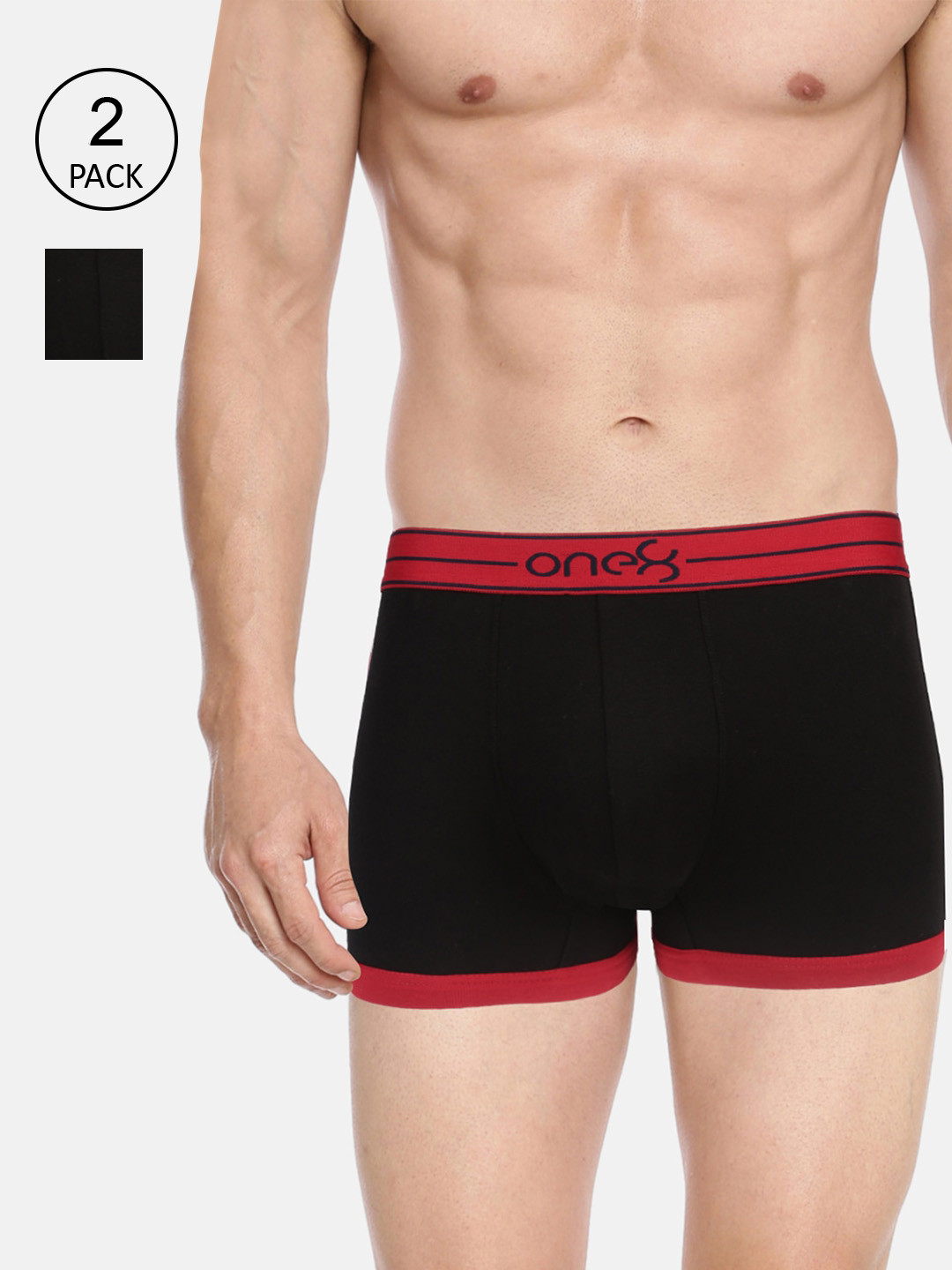 

one8 by Virat Kohli Men Pack Of 2 Black Solid Cotton Deo-Soft Trunks