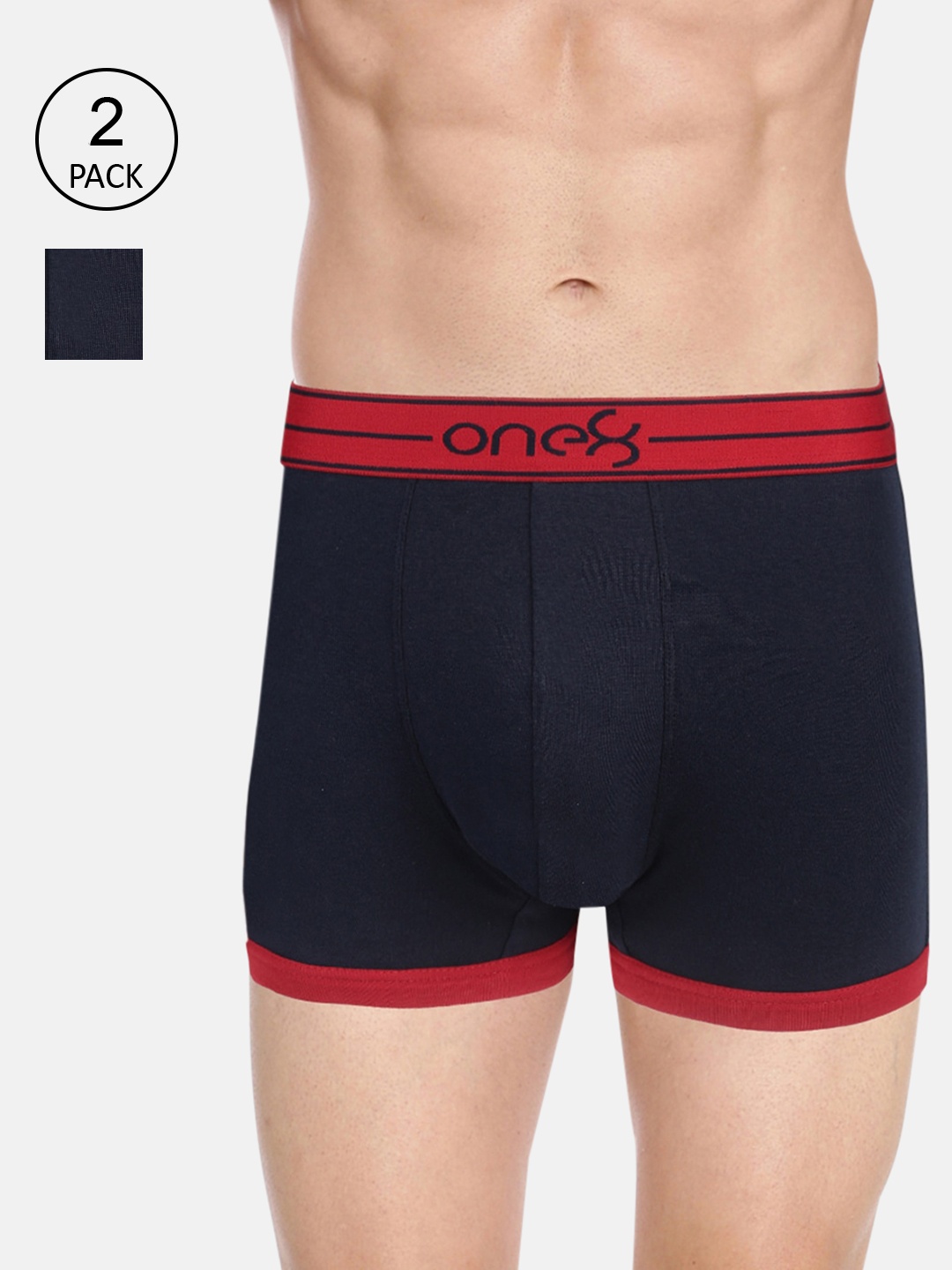 

one8 by Virat Kohli Men Pack Of 2 Solid Pure Cotton Trunk, Navy blue