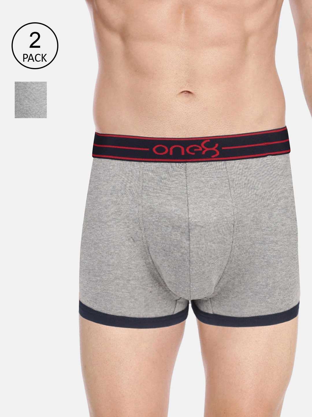 

one8 by Virat Kohli Men Pack Of 2 Solid Cotton Trunk 115-PO2, Grey melange