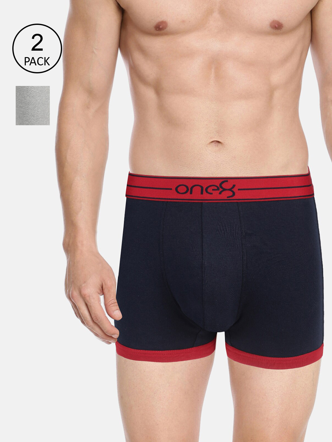 

one8 by Virat Kohli Men Pack Of 2 Solid Pure Super Combed Cotton Trunks 115-PO2, Navy blue