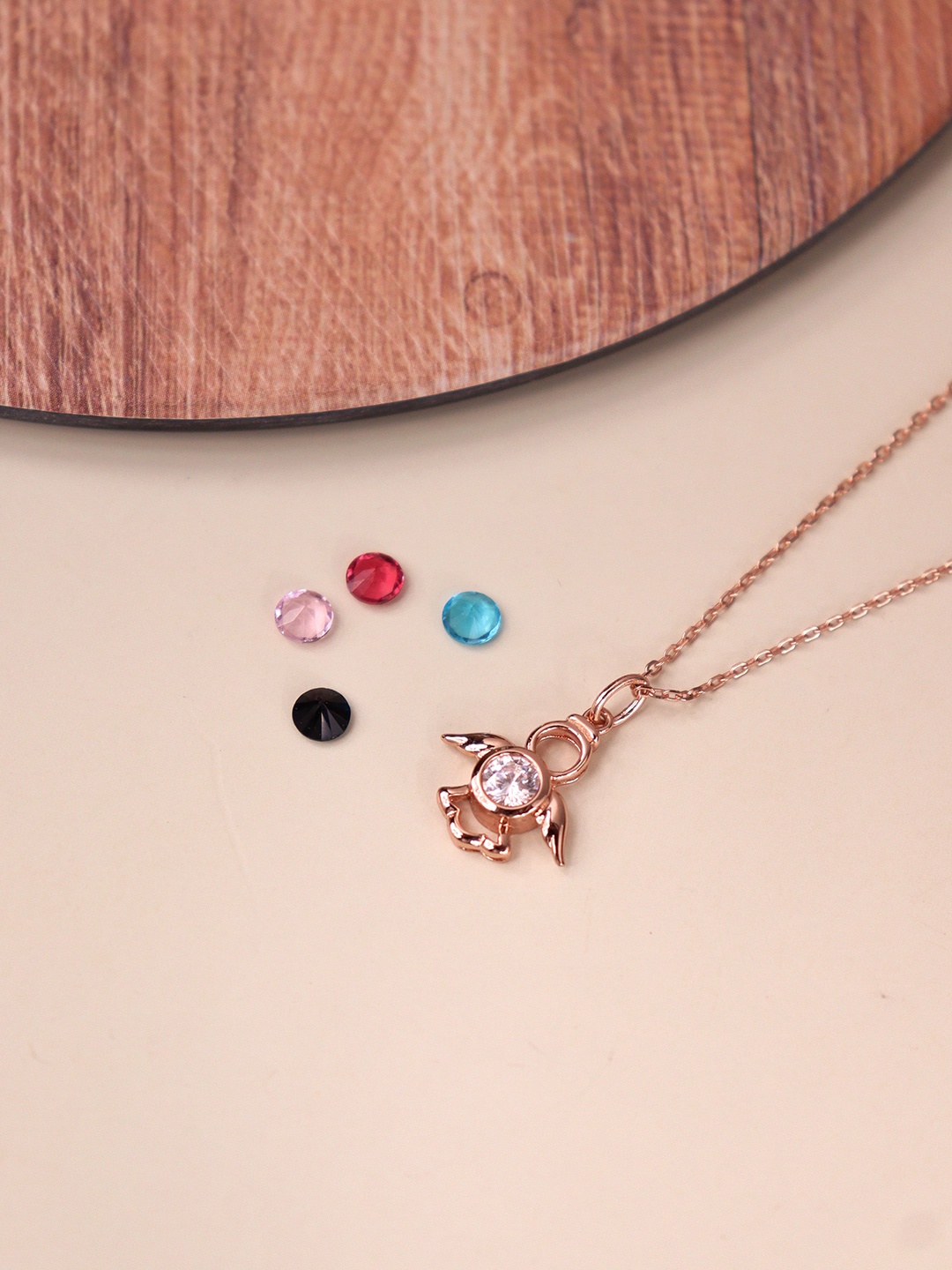 

SILBERRY Rose Gold-Plated Angelic Turtle Pendant with Chain