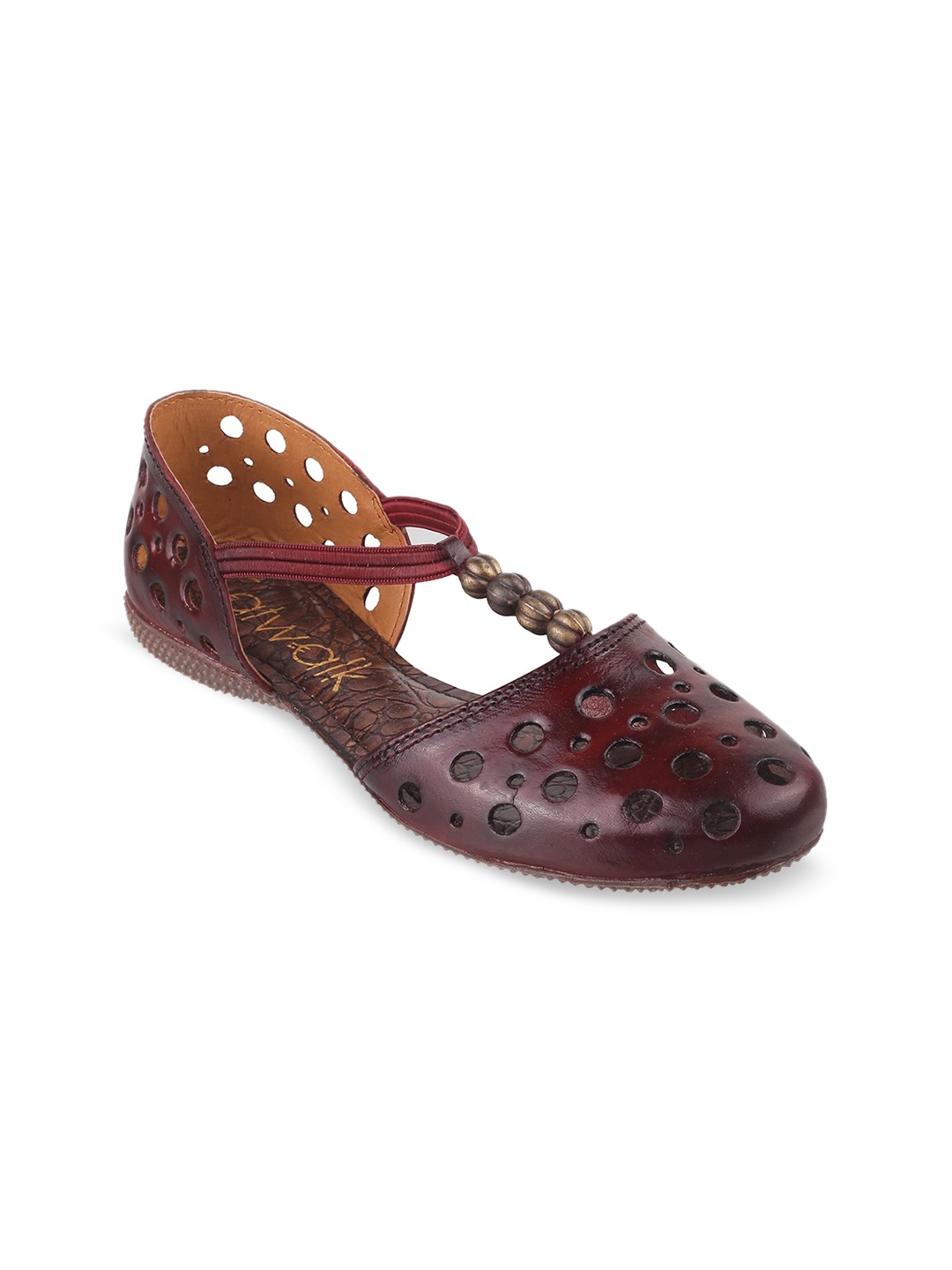 

Catwalk Women Maroon Leather Laser Cuts Ballerinas