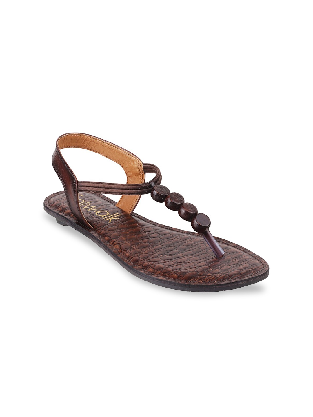 

Catwalk Women Brown Textured T-Strap Flats