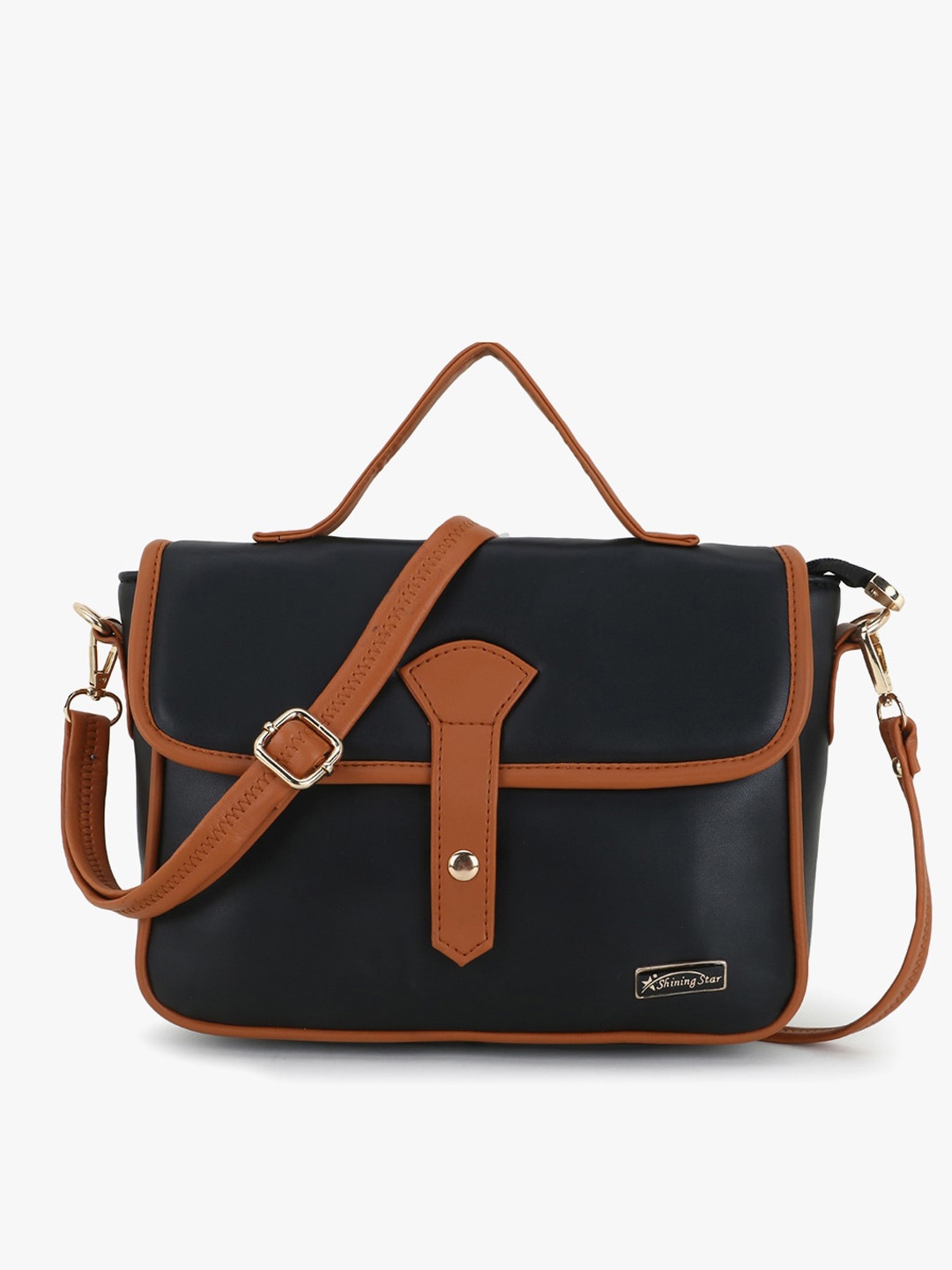 

SHINING STAR Black PU Structured Satchel