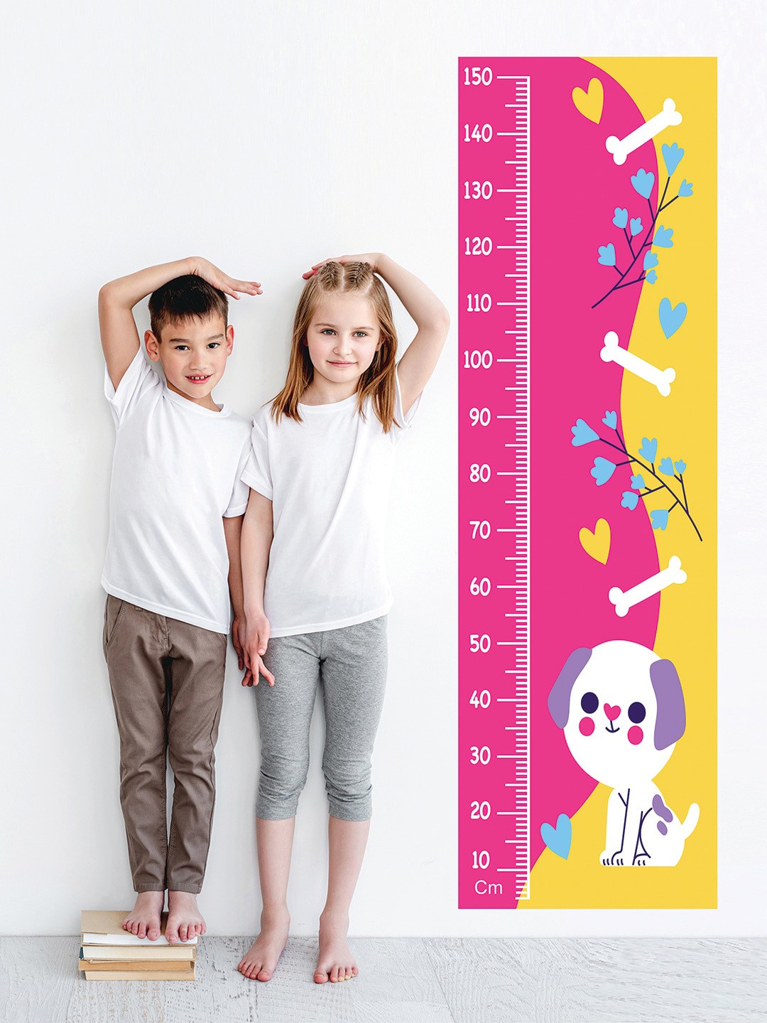 

WENS Pink & Yellow Puppy Printed Height Wall Chart