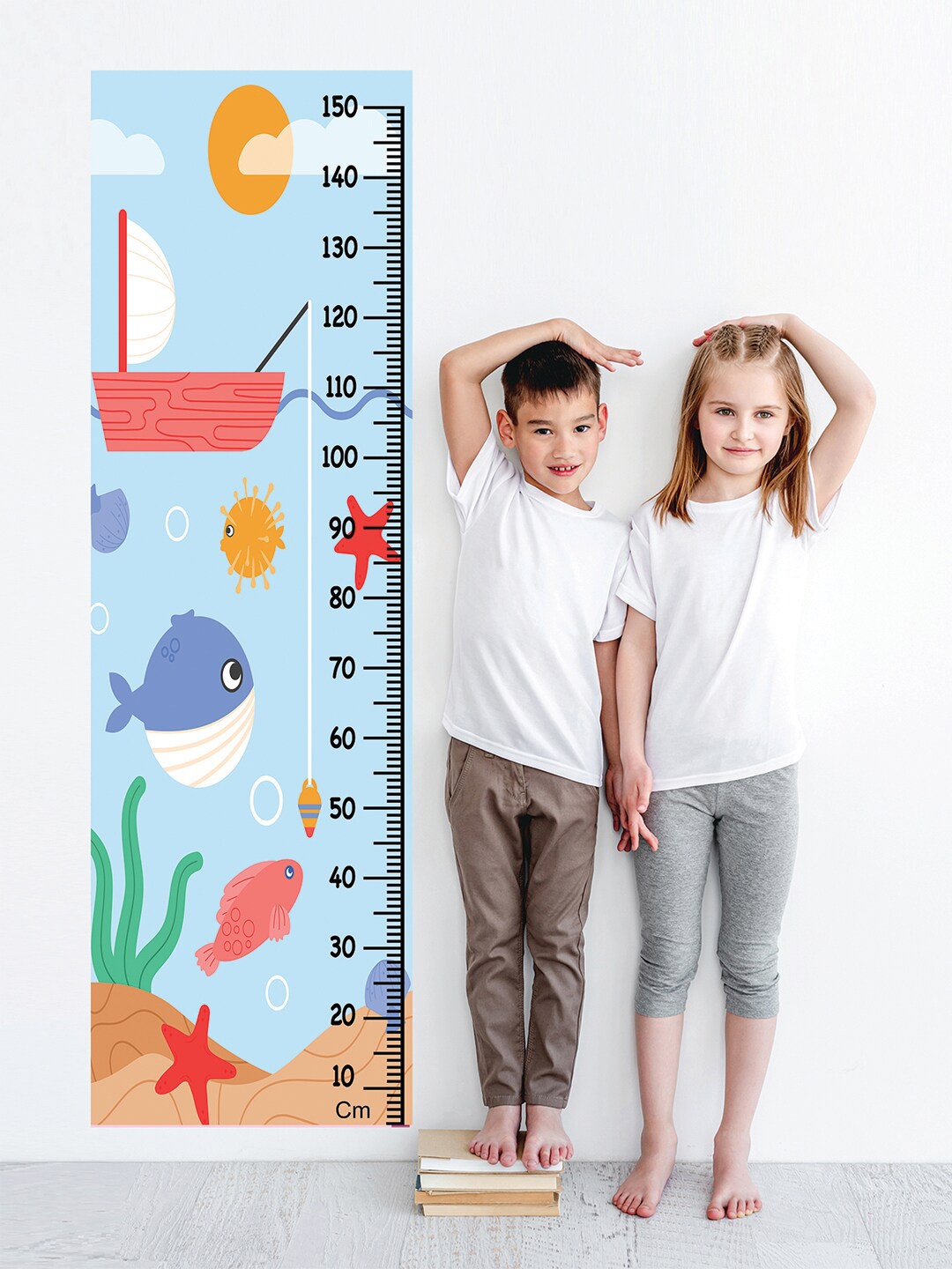 

WENS Blue & Orange Fishes Printed Height Chart