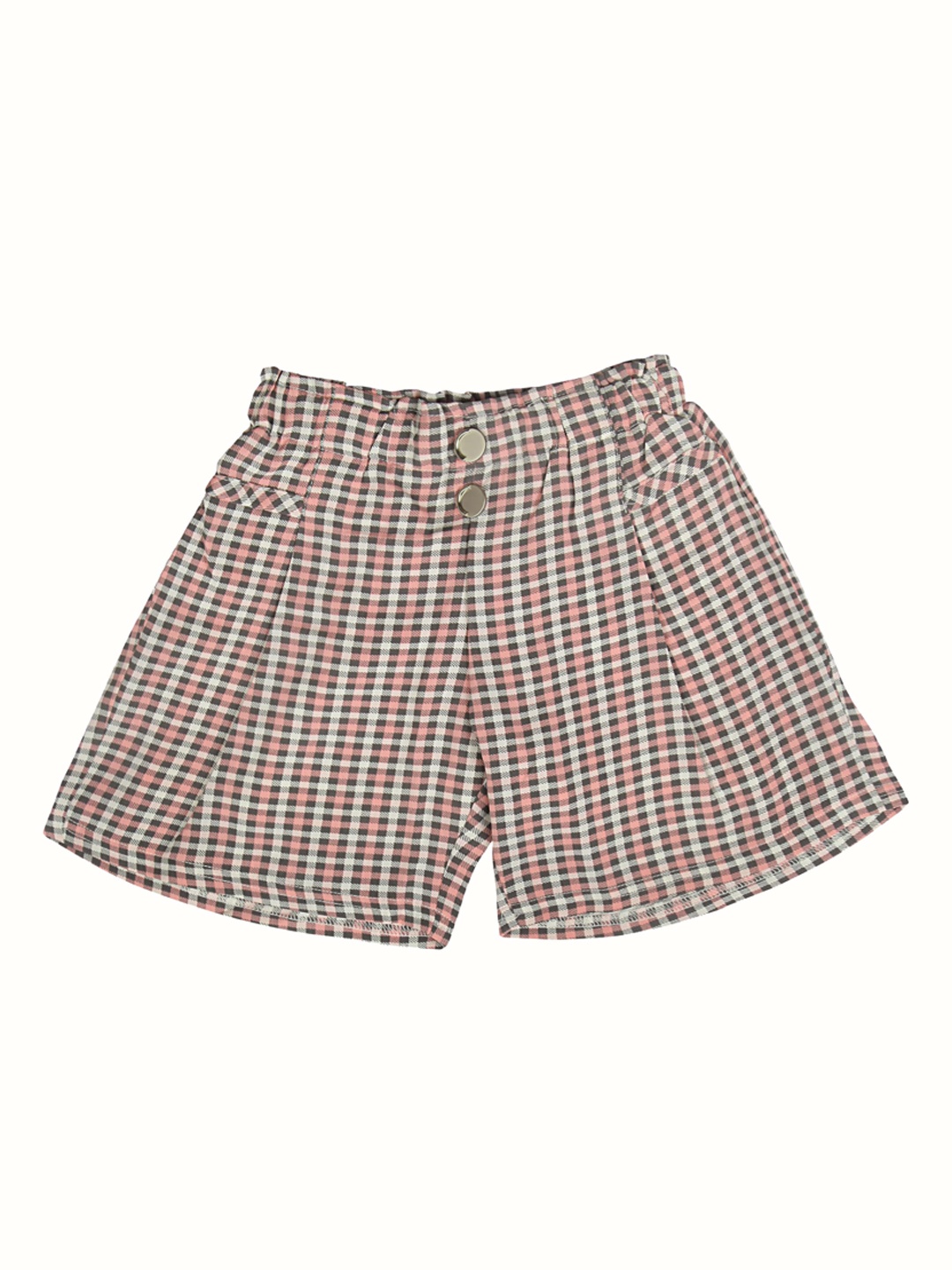 

Tiny Girl Girls Peach-Coloured Checked Shorts