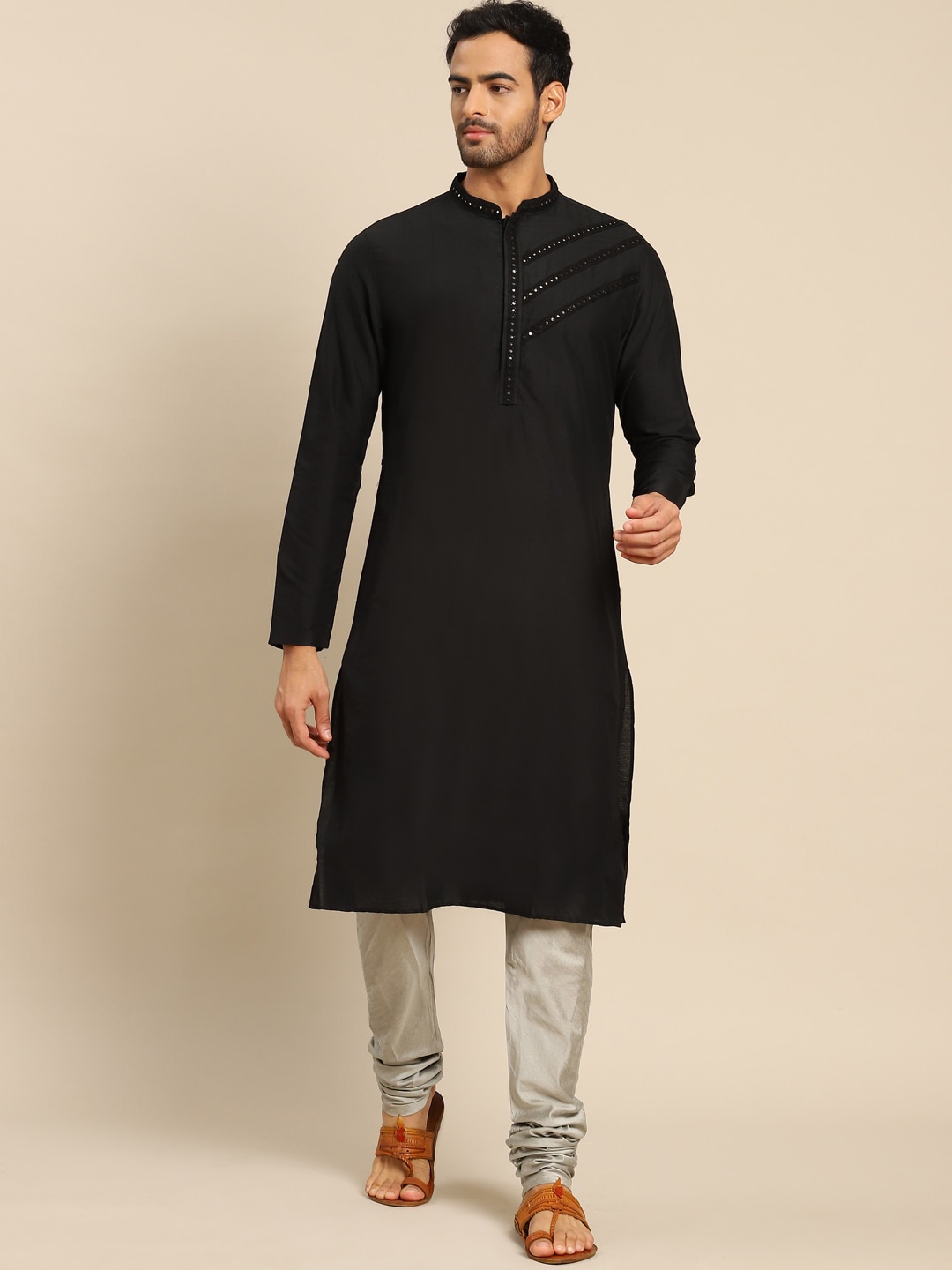 

KISAH Men Black Yoke Design Kurta