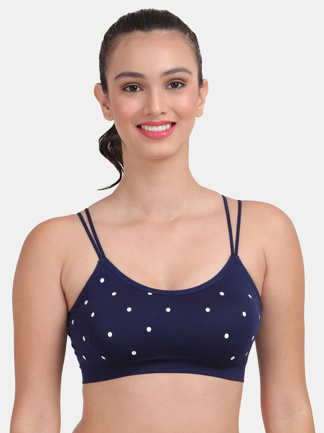 

Amour Secret Blue & White Non Padded & Non Wired Rapid Dry Printed Workout Bra