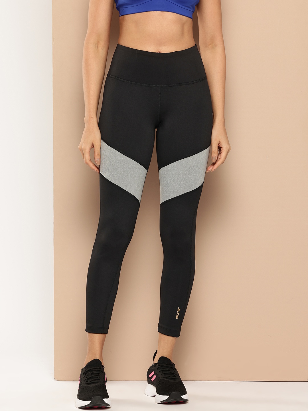 Alcis Women Colourblocked Sport 7/8 Tights, Black