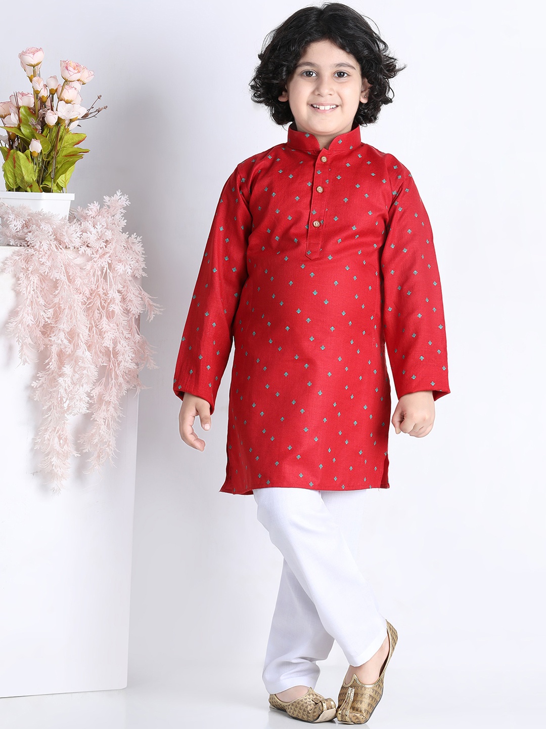 

Kidling Boys Maroon Printed Kurta with Churidar