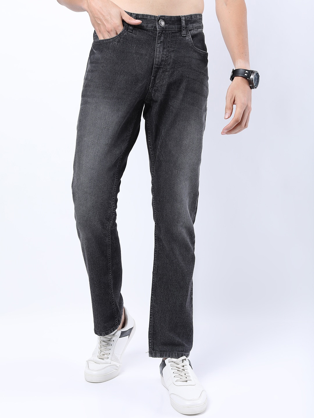 

HIGHLANDER Men Grey Straight Fit Light Fade Stretchable Jeans