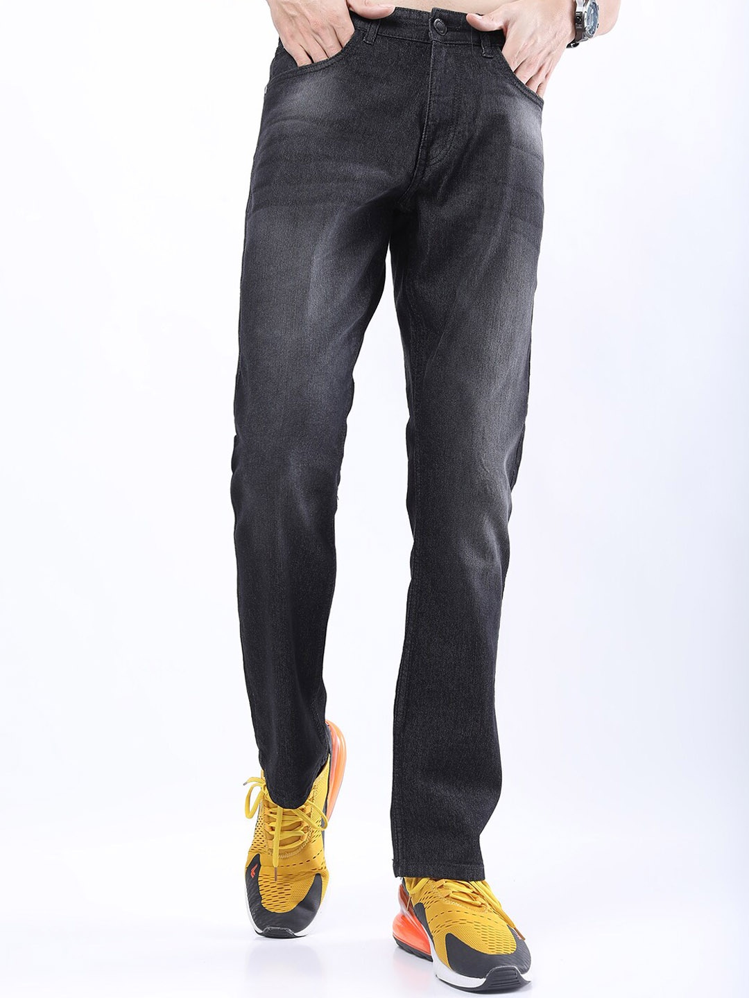 

HIGHLANDER Men Grey Straight Fit Clean Look Stretchable Jeans