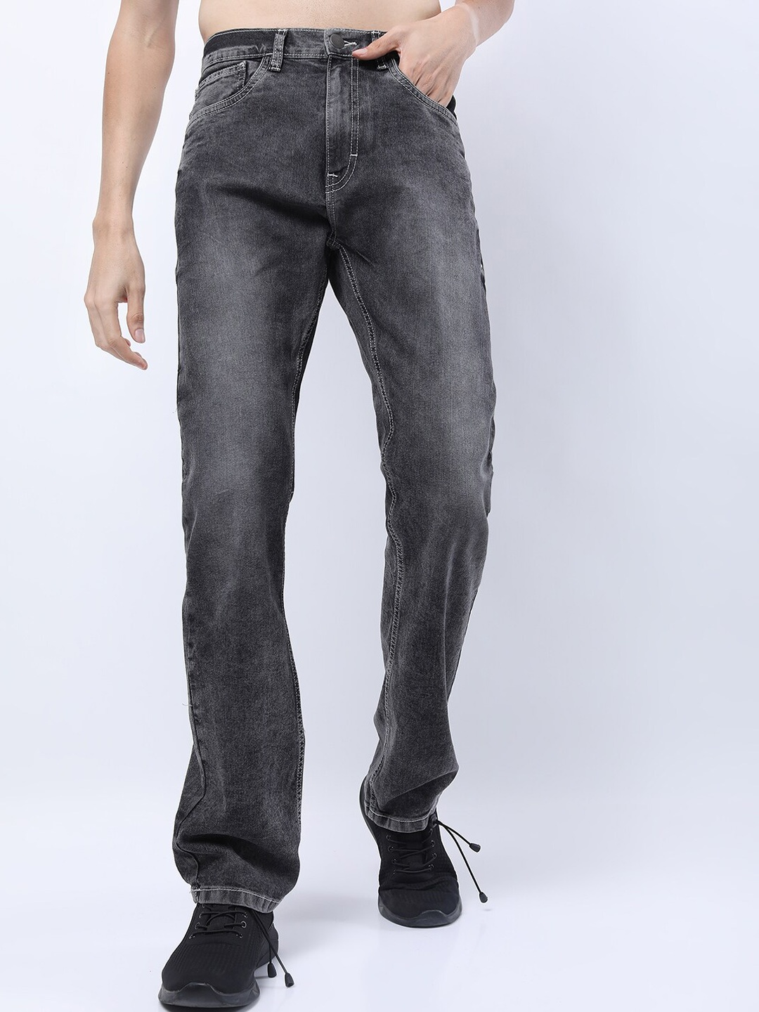 

KETCH Men Grey Bootcut Clean look Heavy Fade Stretchable Jeans