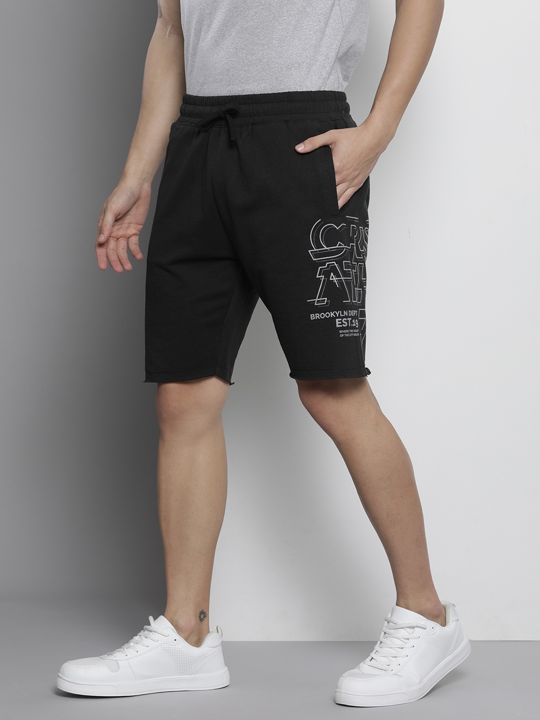 

The Indian Garage Co Men Black Printed Shorts