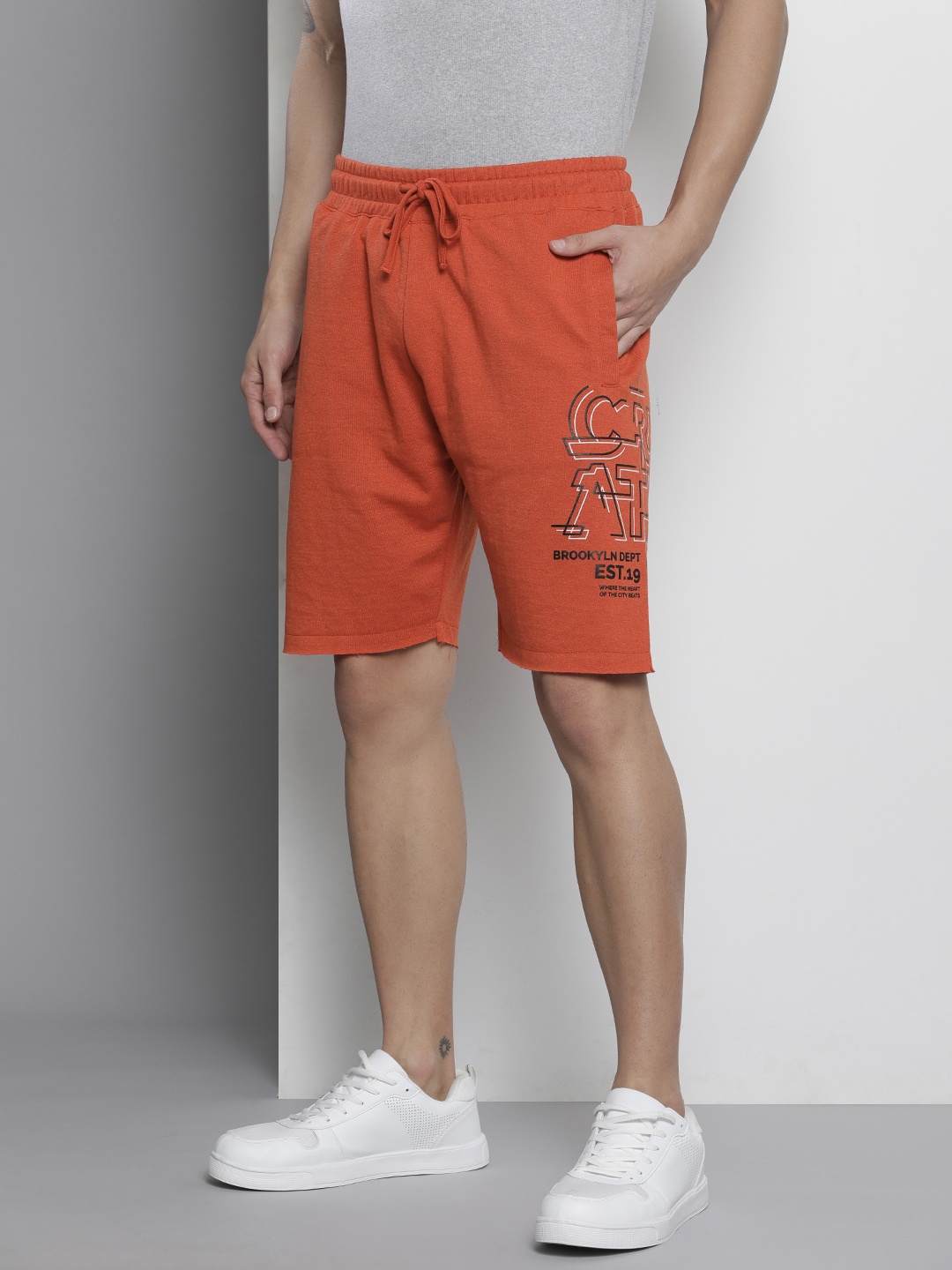 

The Indian Garage Co Men Rust Printed Shorts