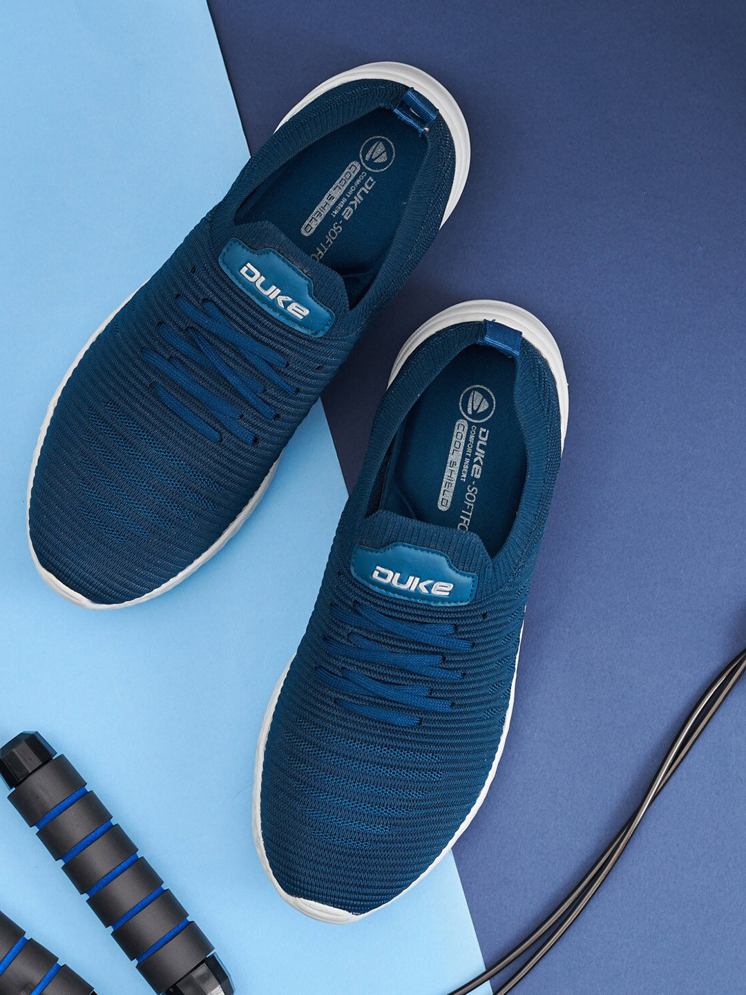 

Duke Men Teal Textile Running Shoes