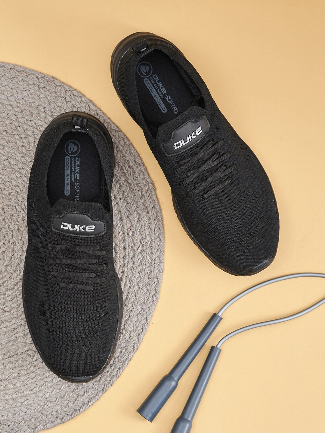 

Duke Men Black Textile Running Lace-Ups Shoes