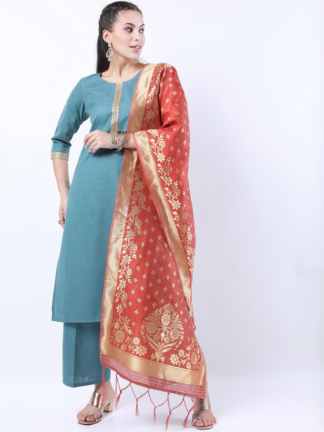 

KETCH Women Blue Ethnic Motifs Kurta with Trousers & With Dupatta