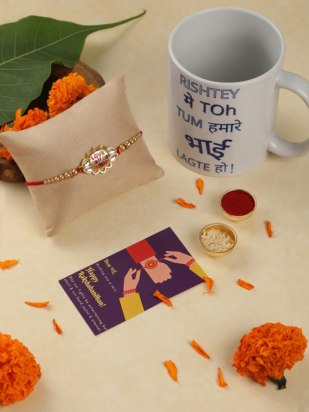 

Accessher 1 Rakhi With Mug & Greeting Card, Red