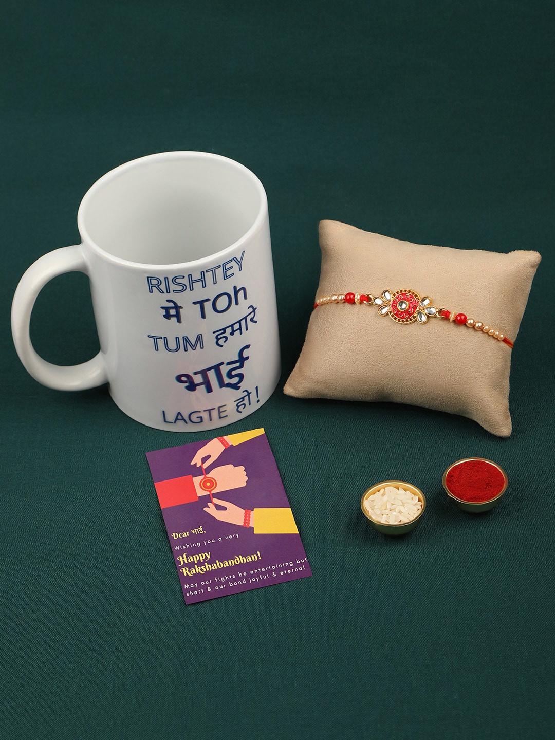 

AccessHer Enamel Rakhi with Mug & Greeting Card, Multi