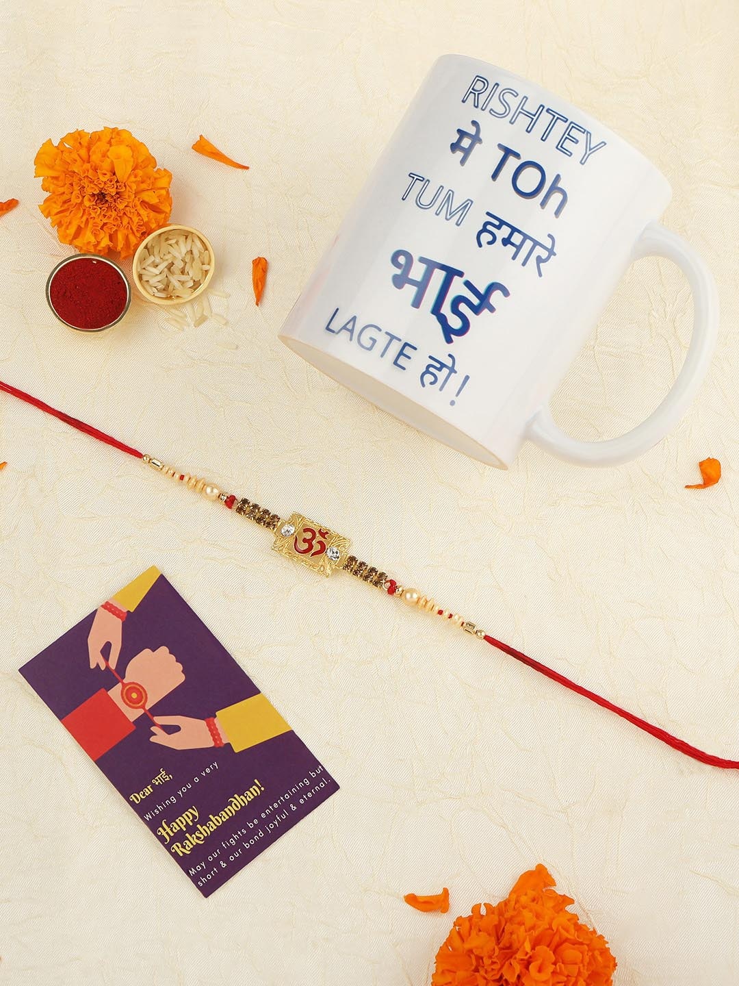 

AccessHer Om Rakhi with Mug & Greeting Card, Multi