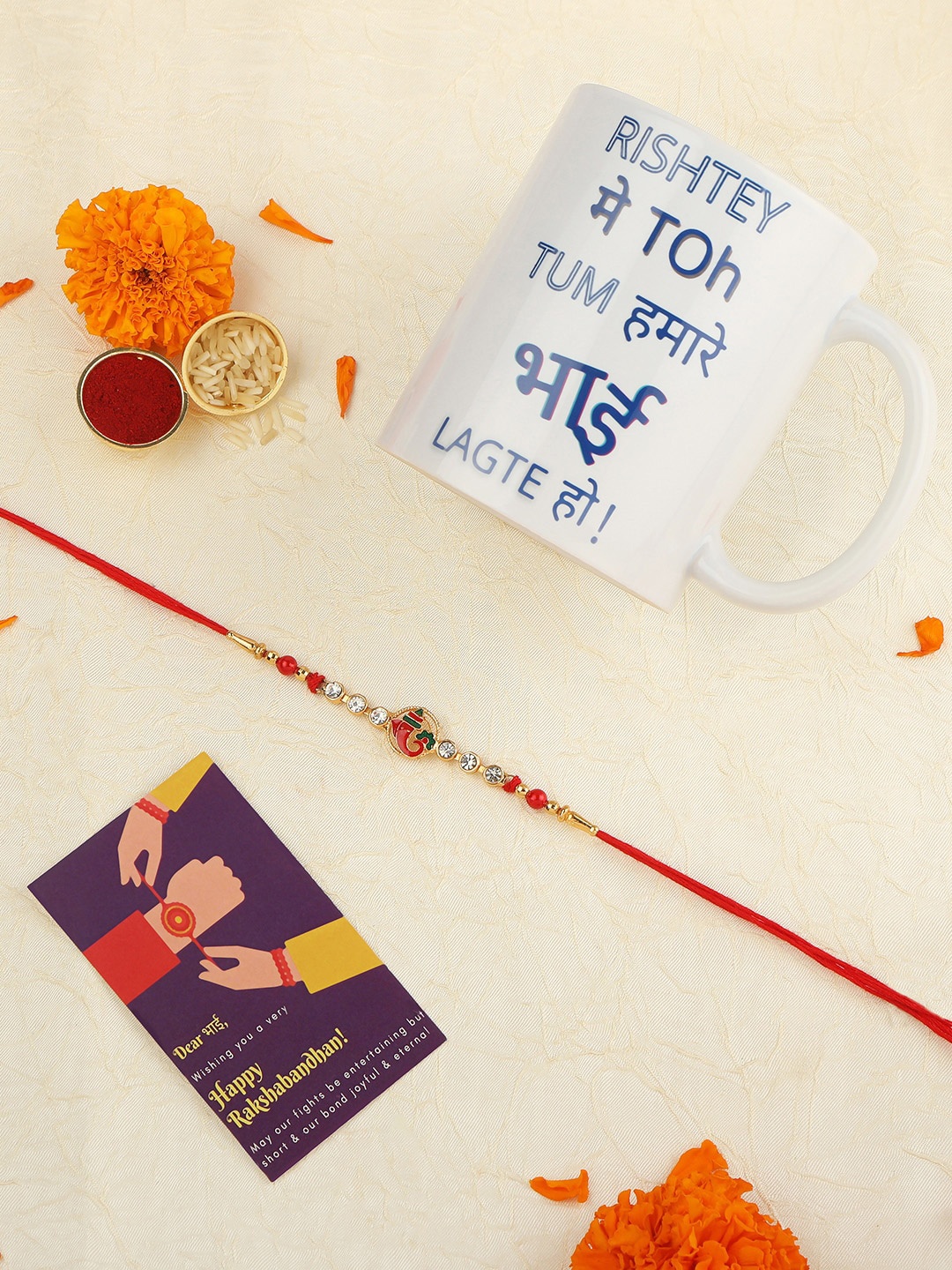 

AccessHer Red Lord Ganpati Rakhi & Mug Gift Set