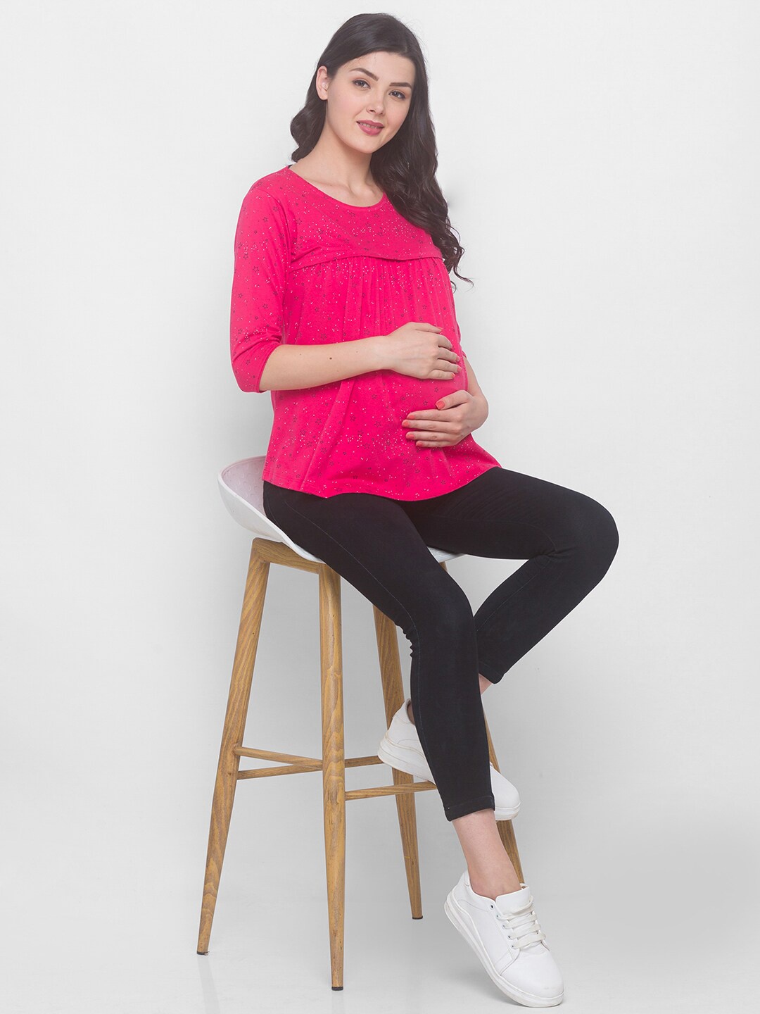 

AV2 Conversational Printed Pure Cotton Maternity Top, Pink