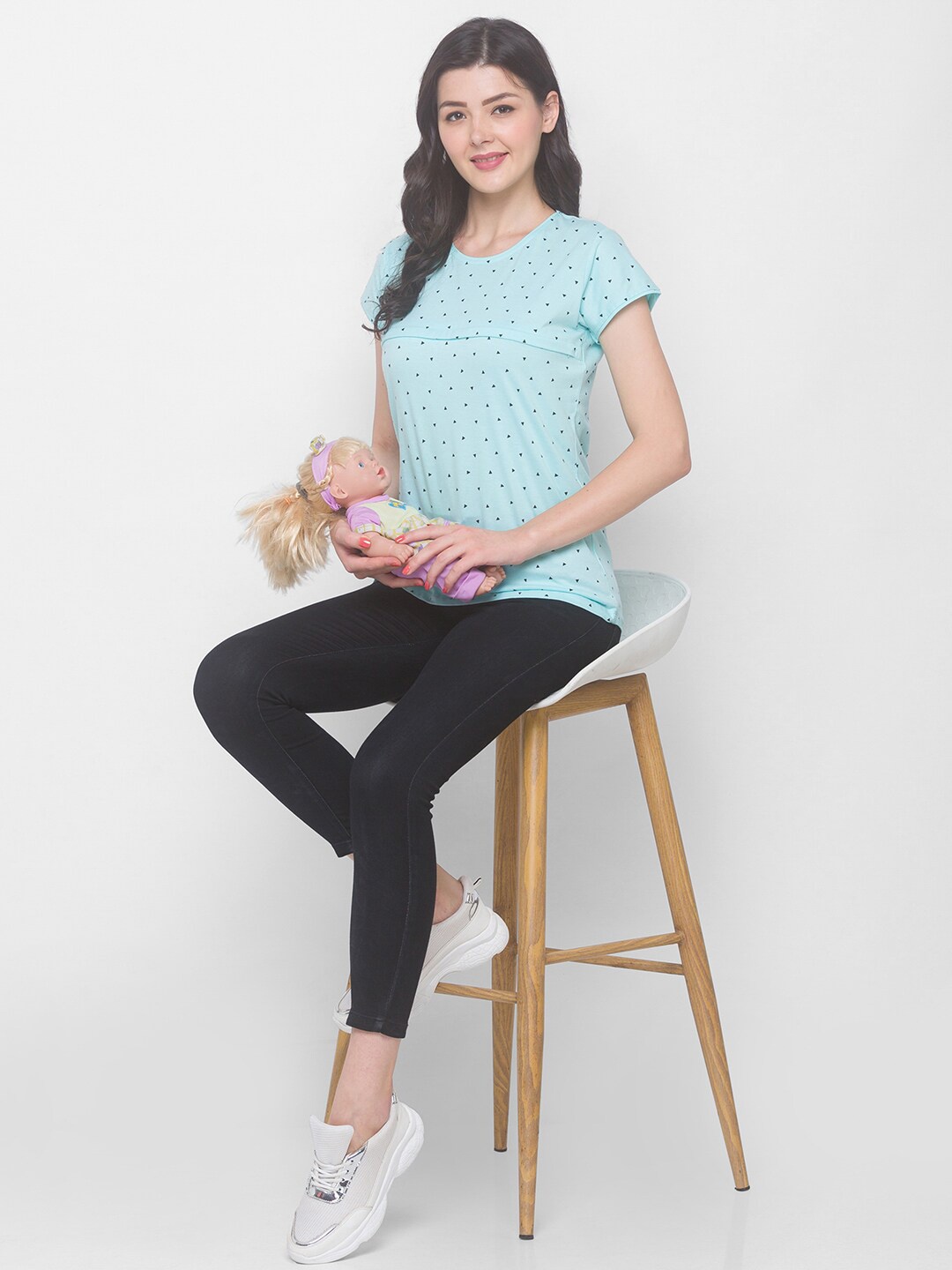 

AV2 Women Blue Geometric Printed Pure Cotton Top