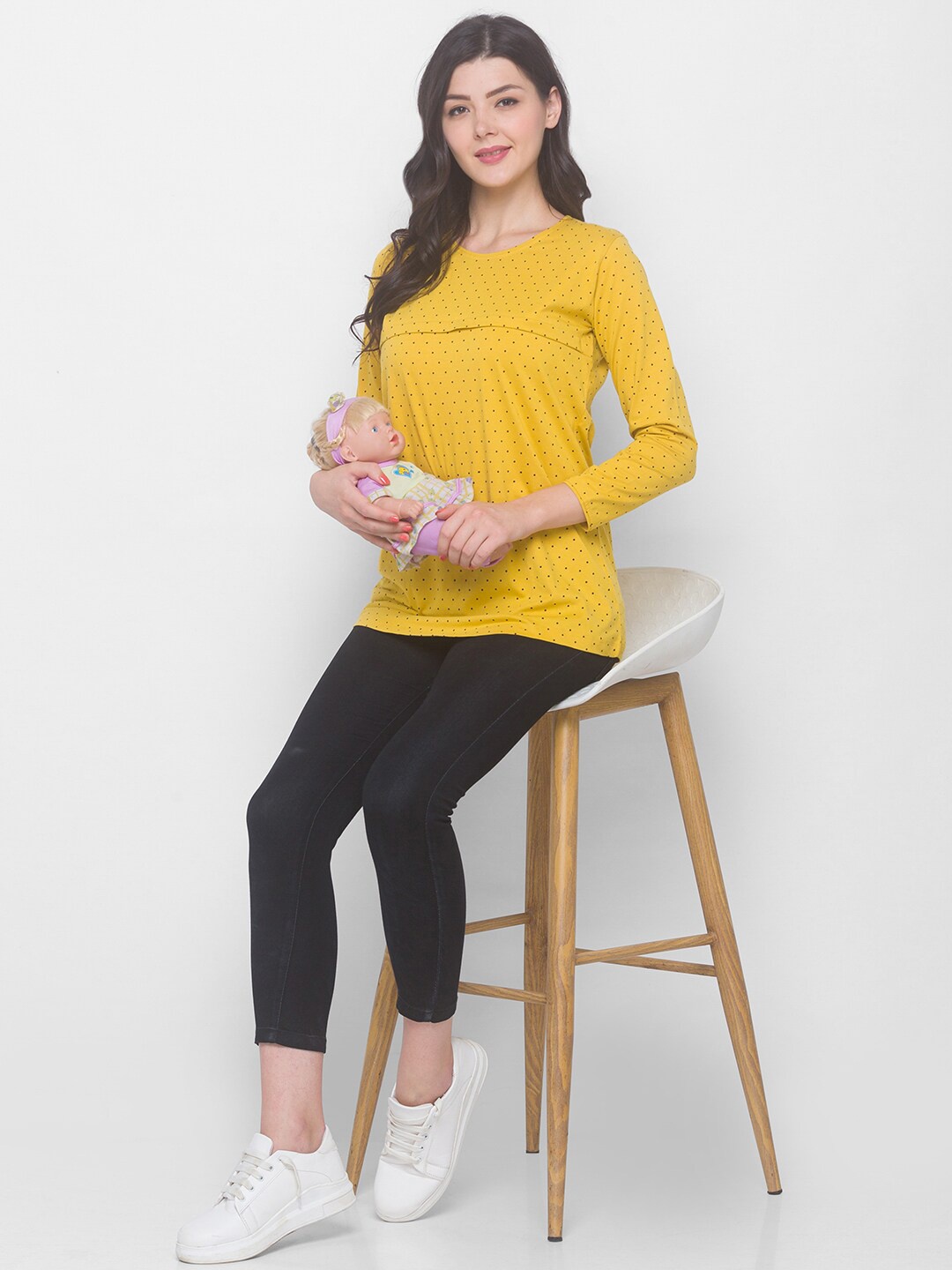 

AV2 Yellow Maternity Print Pure Cotton Top