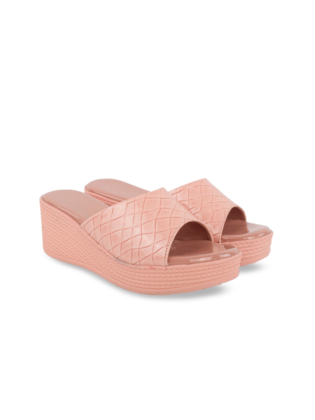 

XE Looks Pink Textured Wedge Mules