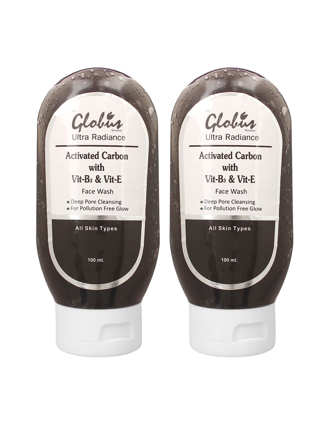 

Globus Remedies Set of 2 Activated Carbon Anti-Pollution Face Wash - 100ml each, Black