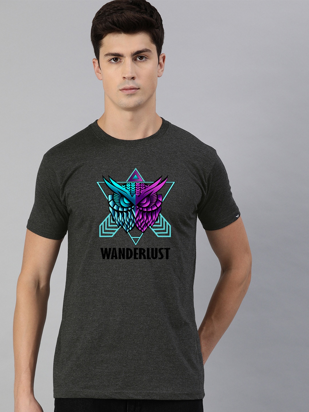 

UNSULLY Men Charcoal Grey Typography Printed Dry Fit Pure Cotton T-shirt