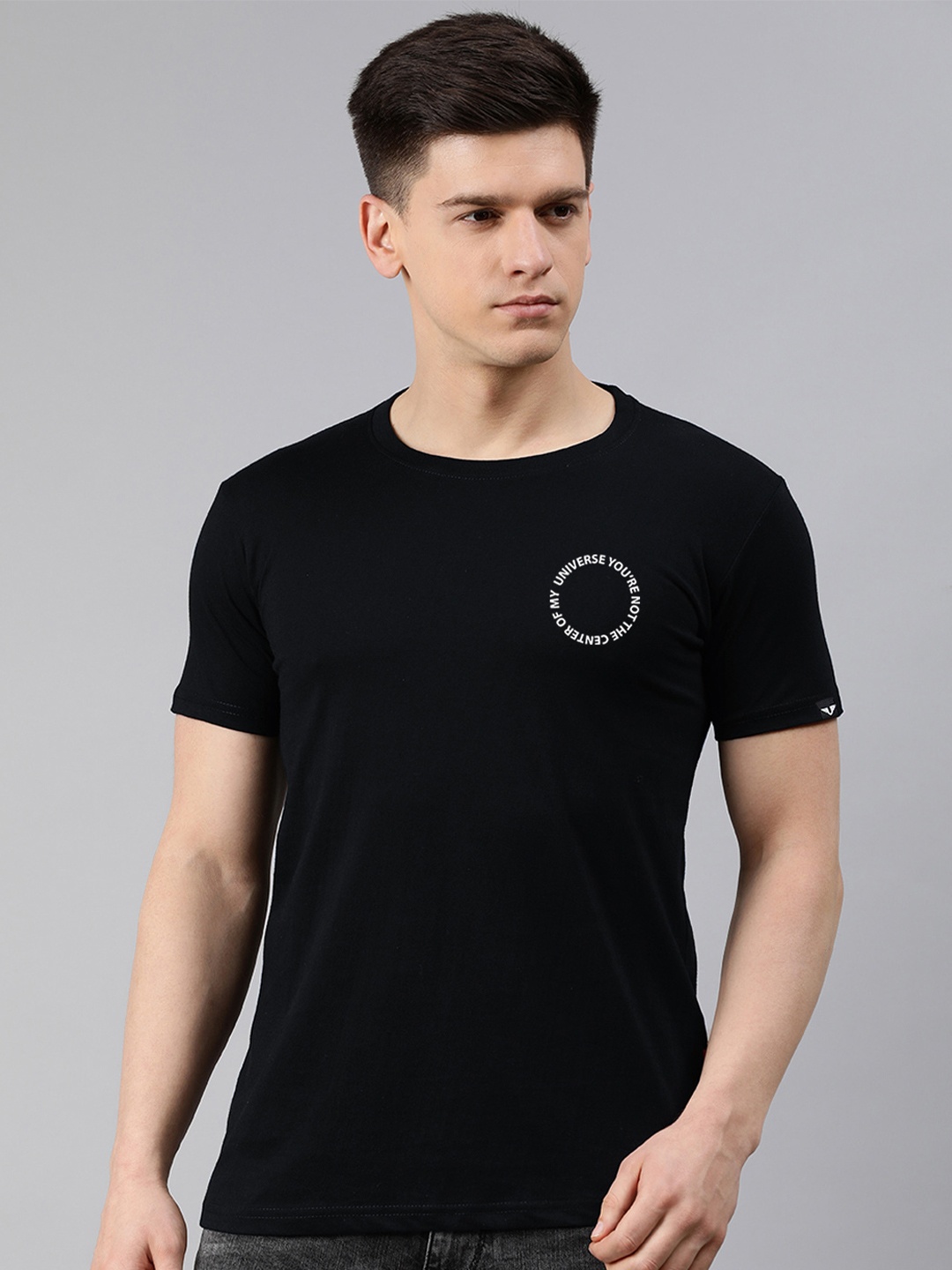 

UNSULLY Men Black Typography T-shirt